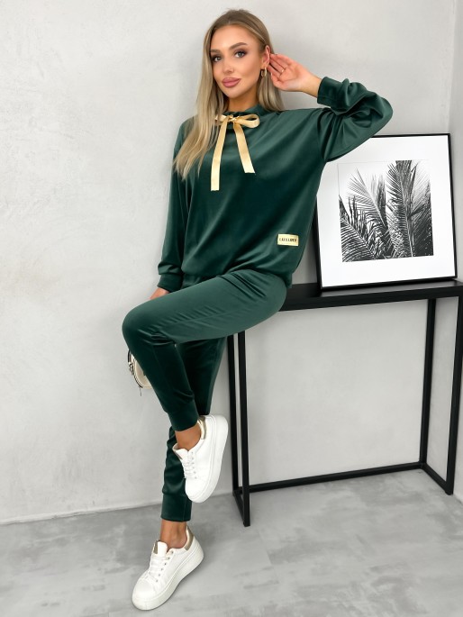 Dres Welurowy Margo Butelkowa Zieleń Dres Welurowy Margo Butelkowa Zieleń