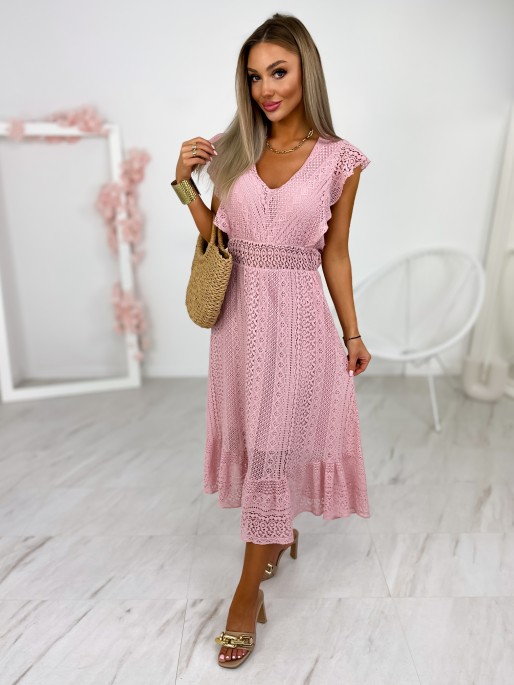 Sukienka Koronkowa Nathalie Pudrowa Sukienka Koronkowa Nathalie Pudrowa