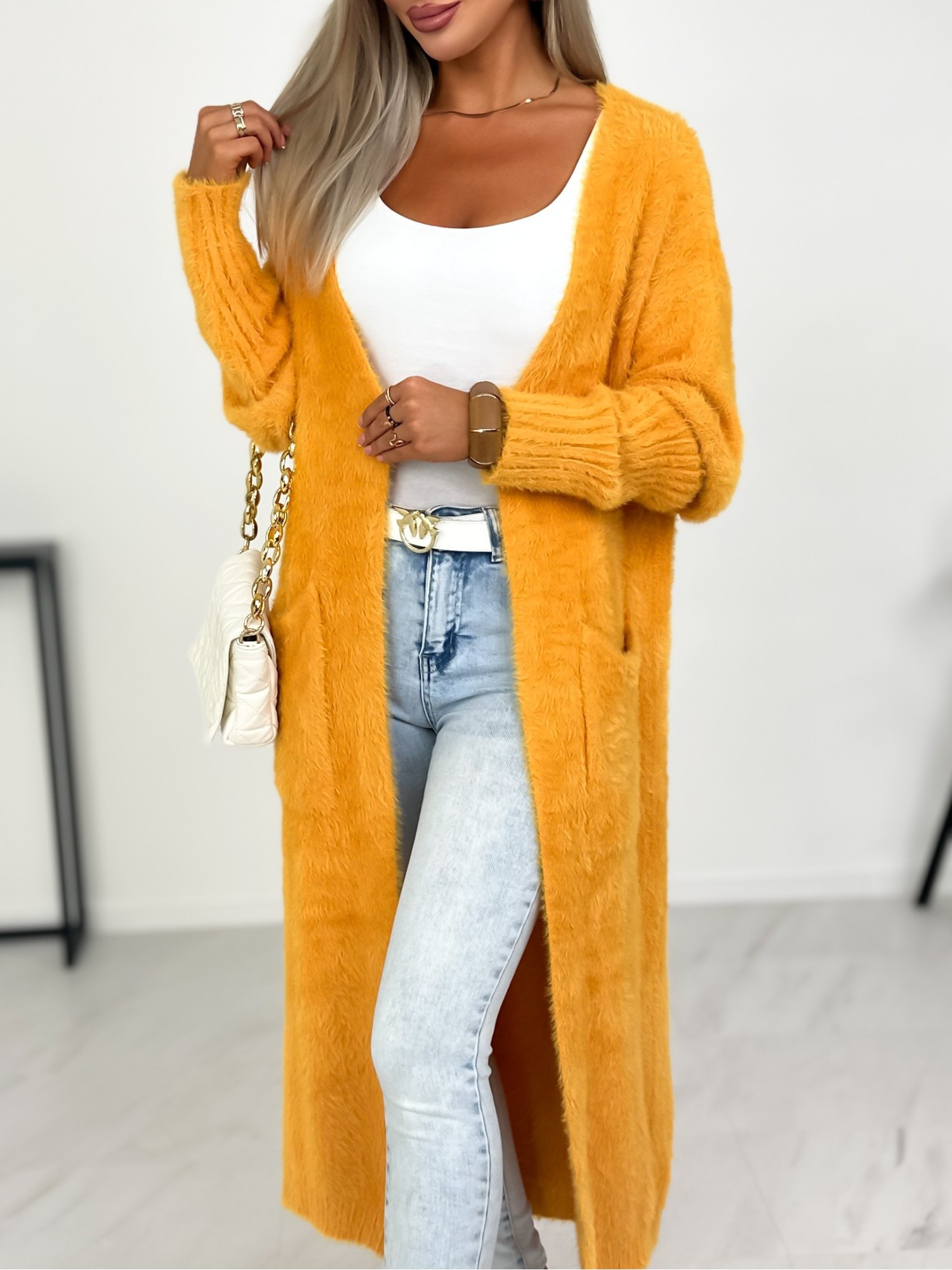 Sweter Kardigan Iganna Miodowy Sweter Kardigan Iganna Miodowy