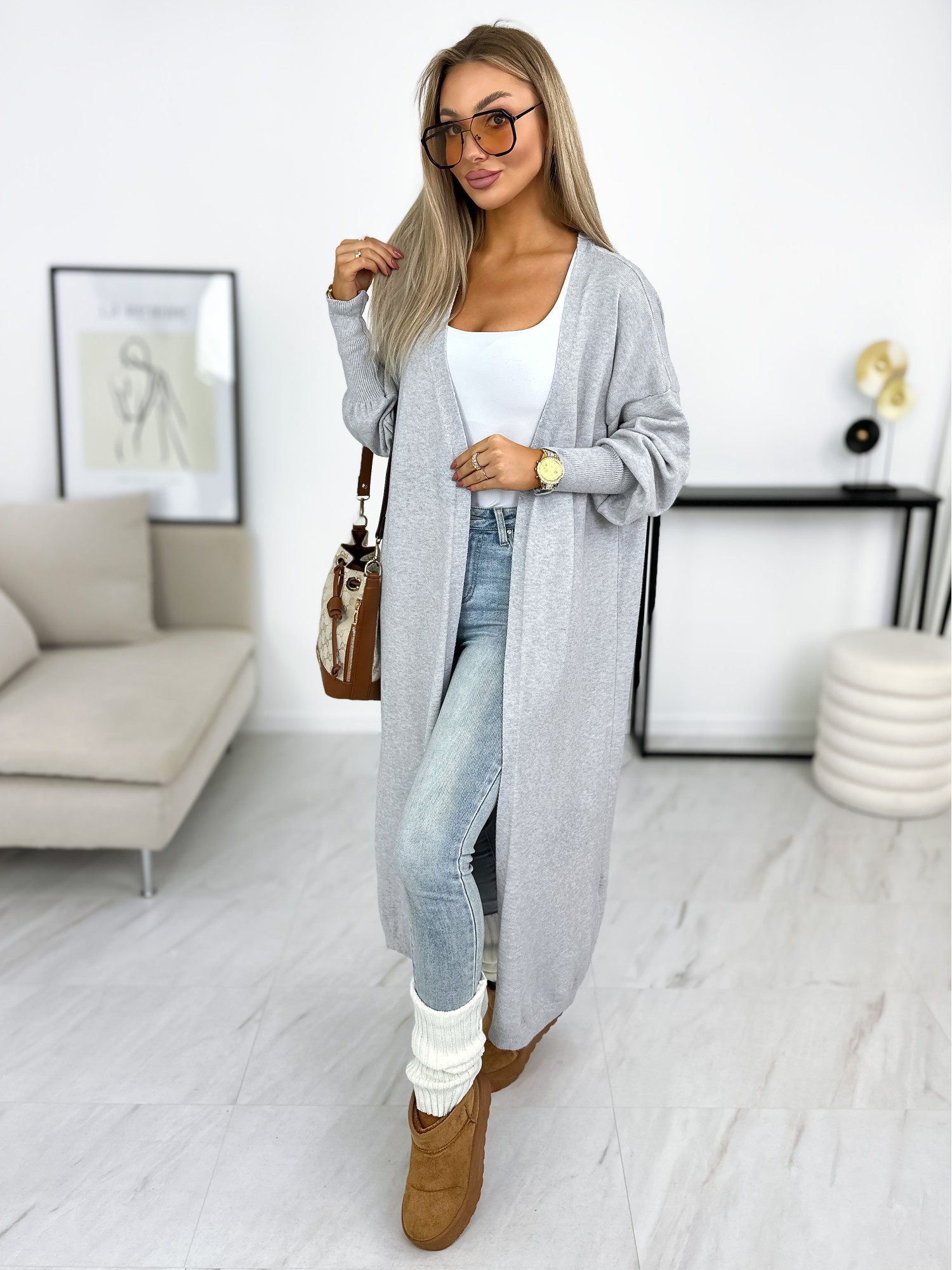 Sweter Long Avola Szary Sweter Long Avola Szary