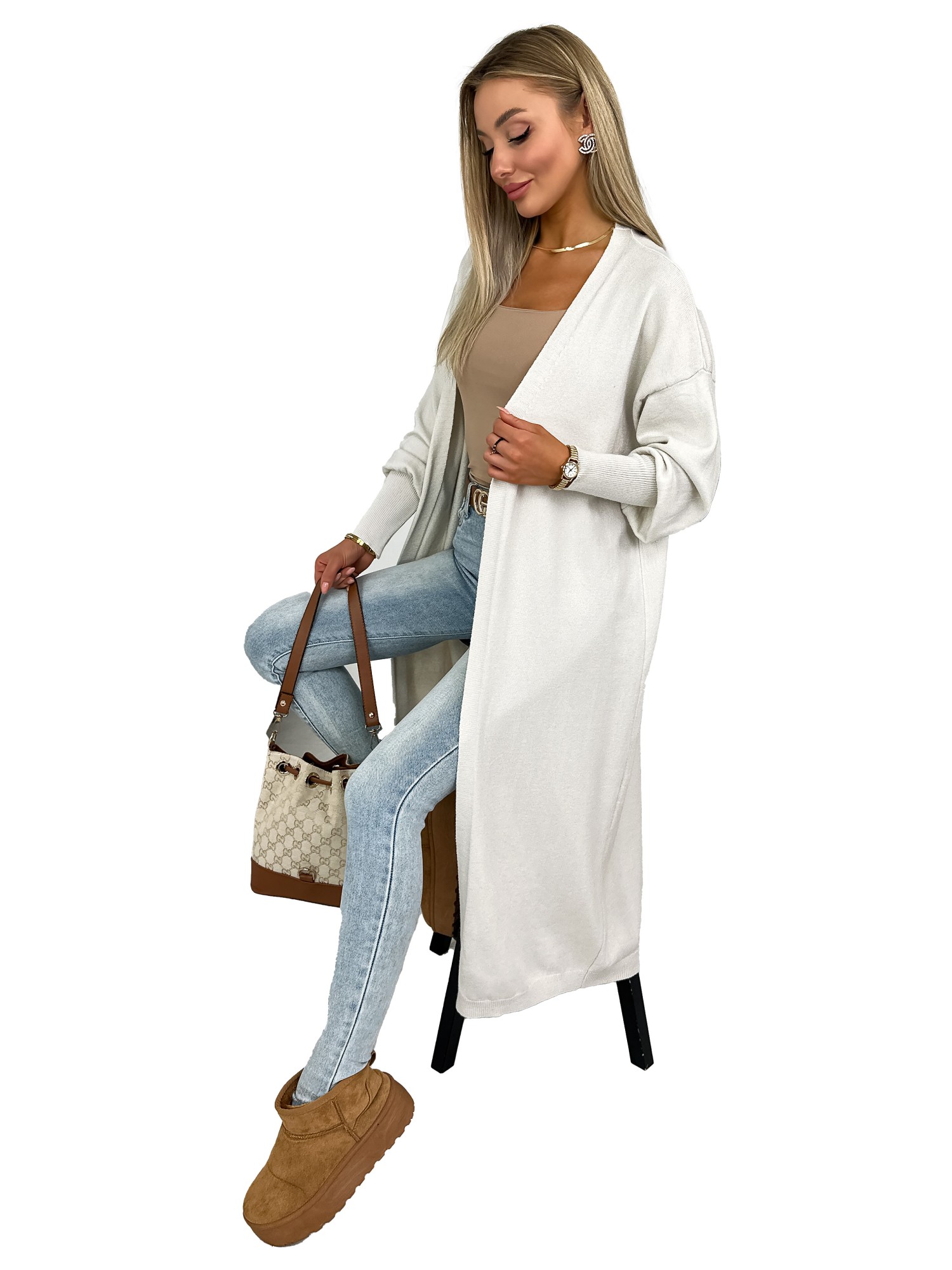 Sweter Long Avola Jasnobeżowy Sweter Long Avola Jasnobeżowy