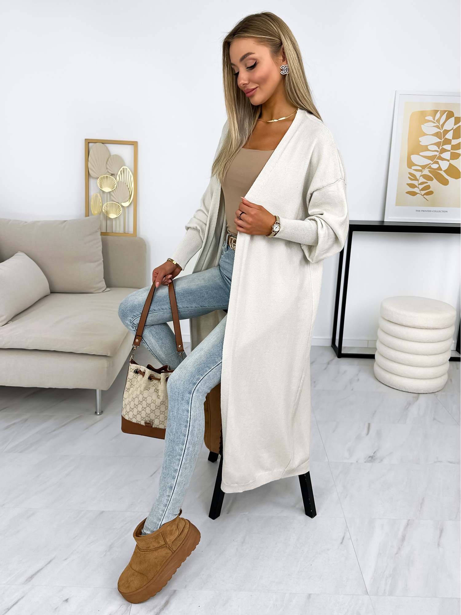 Sweter Long Avola Jasnobeżowy Sweter Long Avola Jasnobeżowy