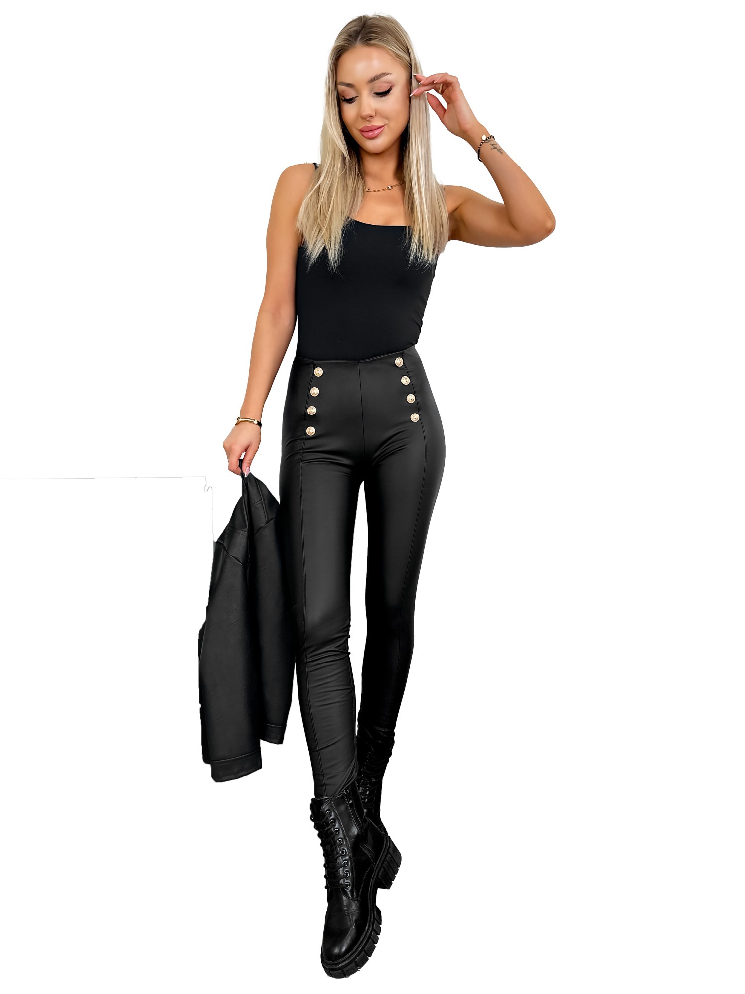 Legginsy Woskowane Bonini Czarne Legginsy Woskowane Bonini Czarne