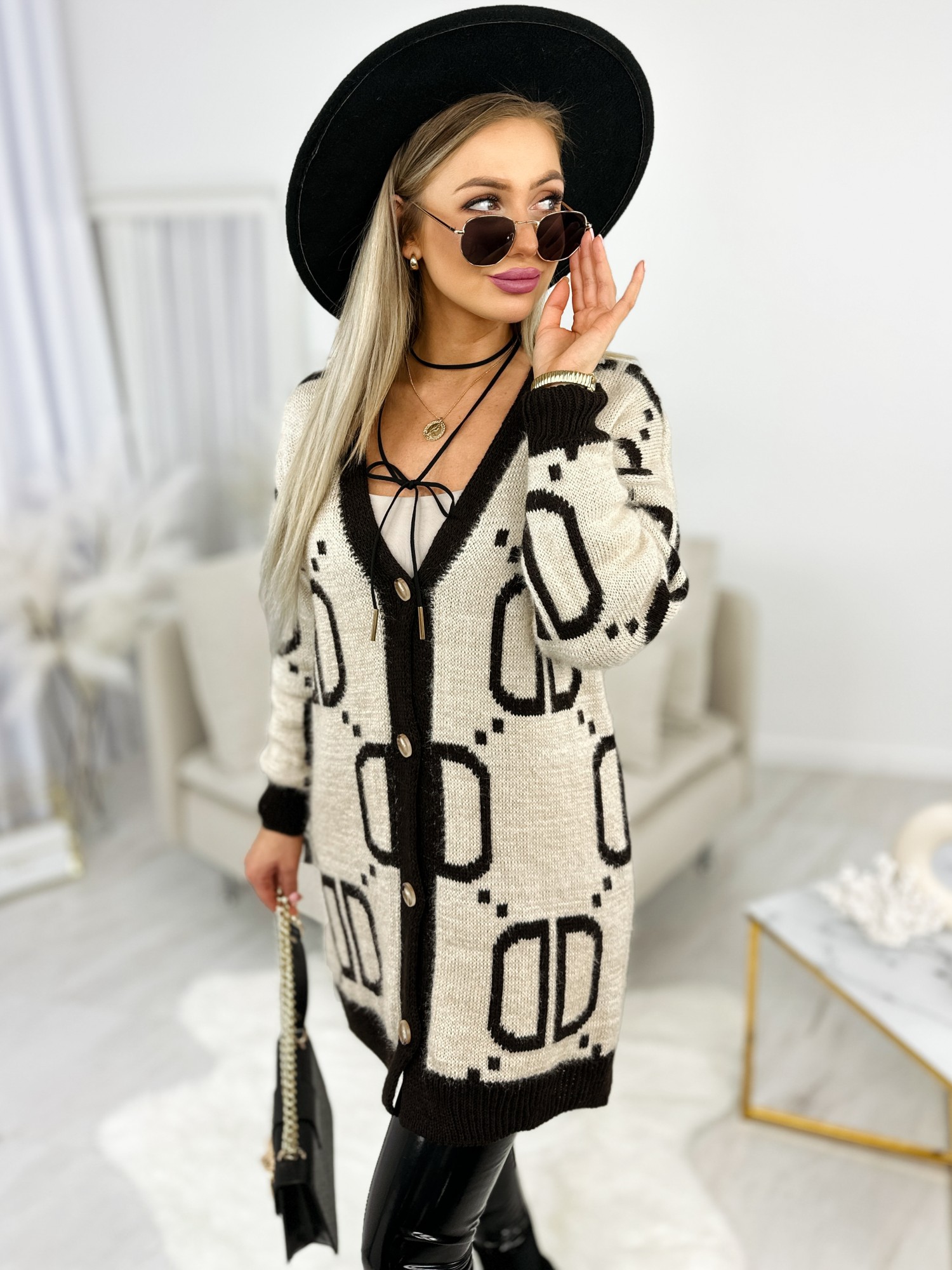 Sweter Trifoi Beżowo-Brązowy Sweter Trifoi Beżowo-Brązowy