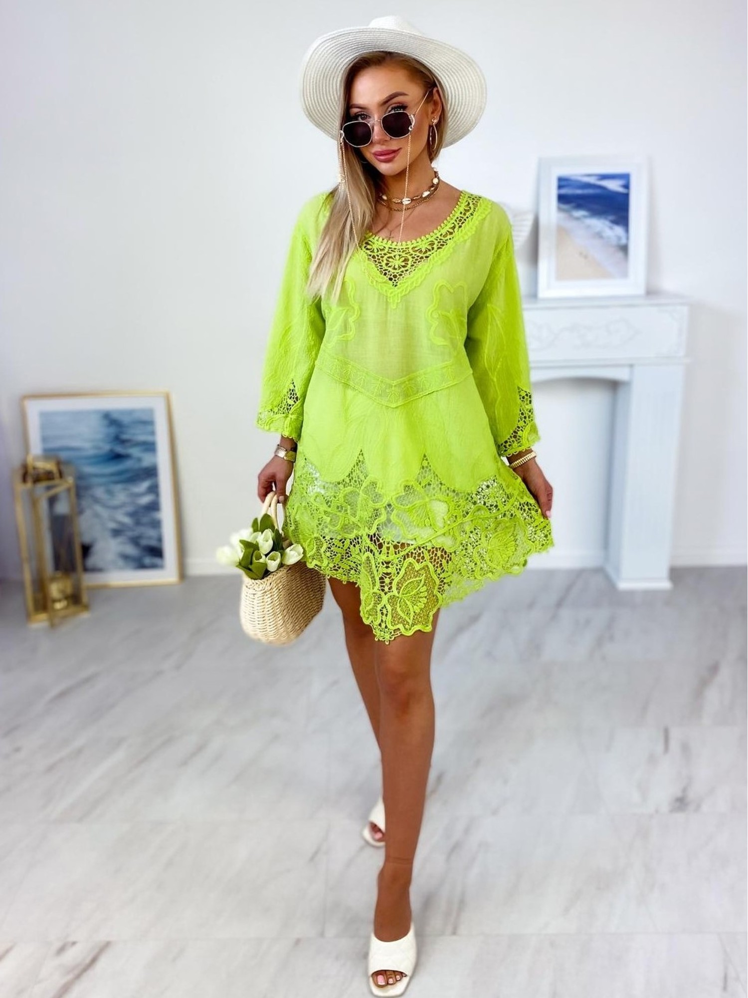 Bluzka Boho Oliana Two Limonkowa Bluzka Boho Oliana Two Limonkowa