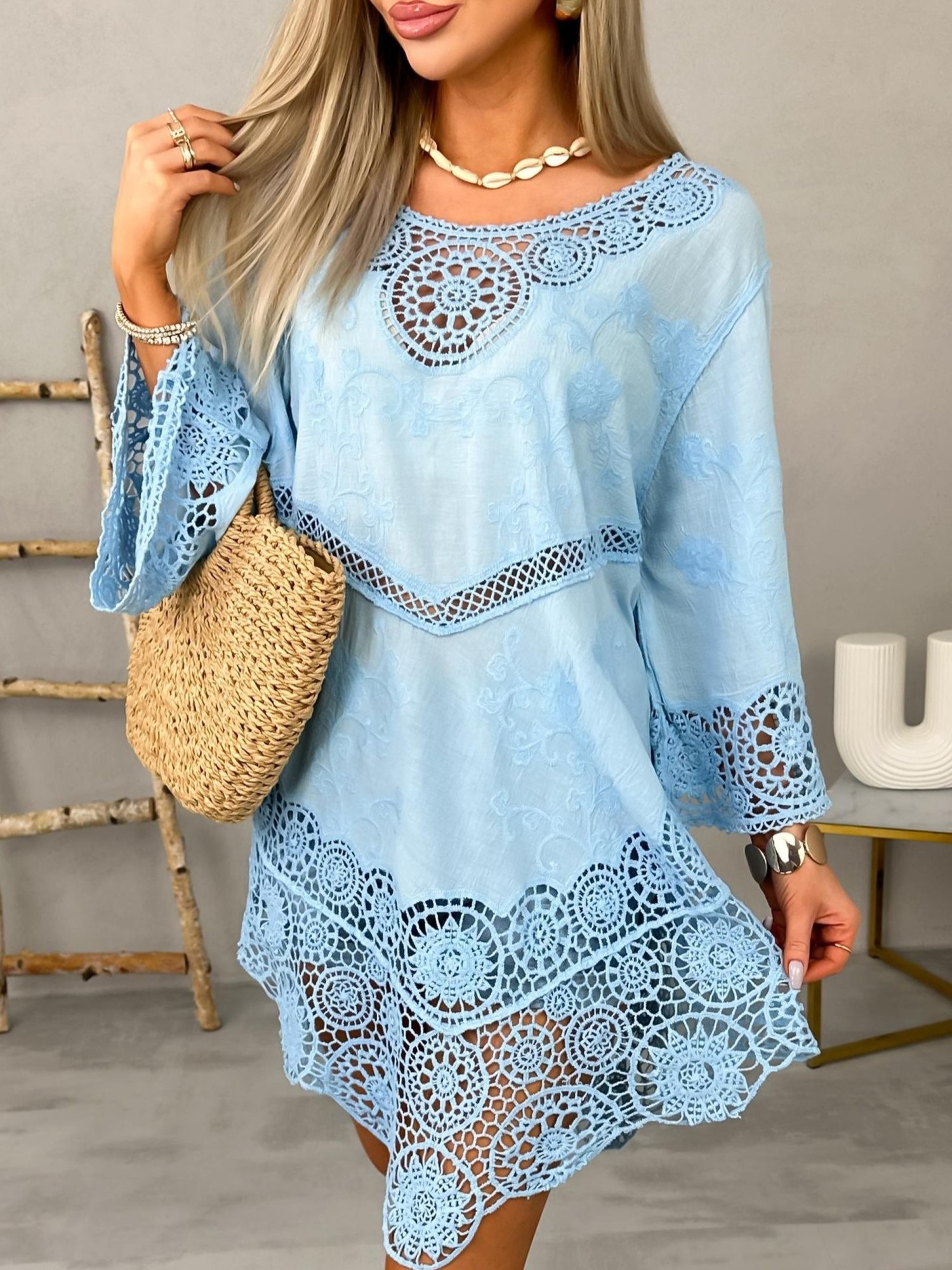 Bluzka Boho Vessa Błękitna Bluzka Boho Vessa Błękitna