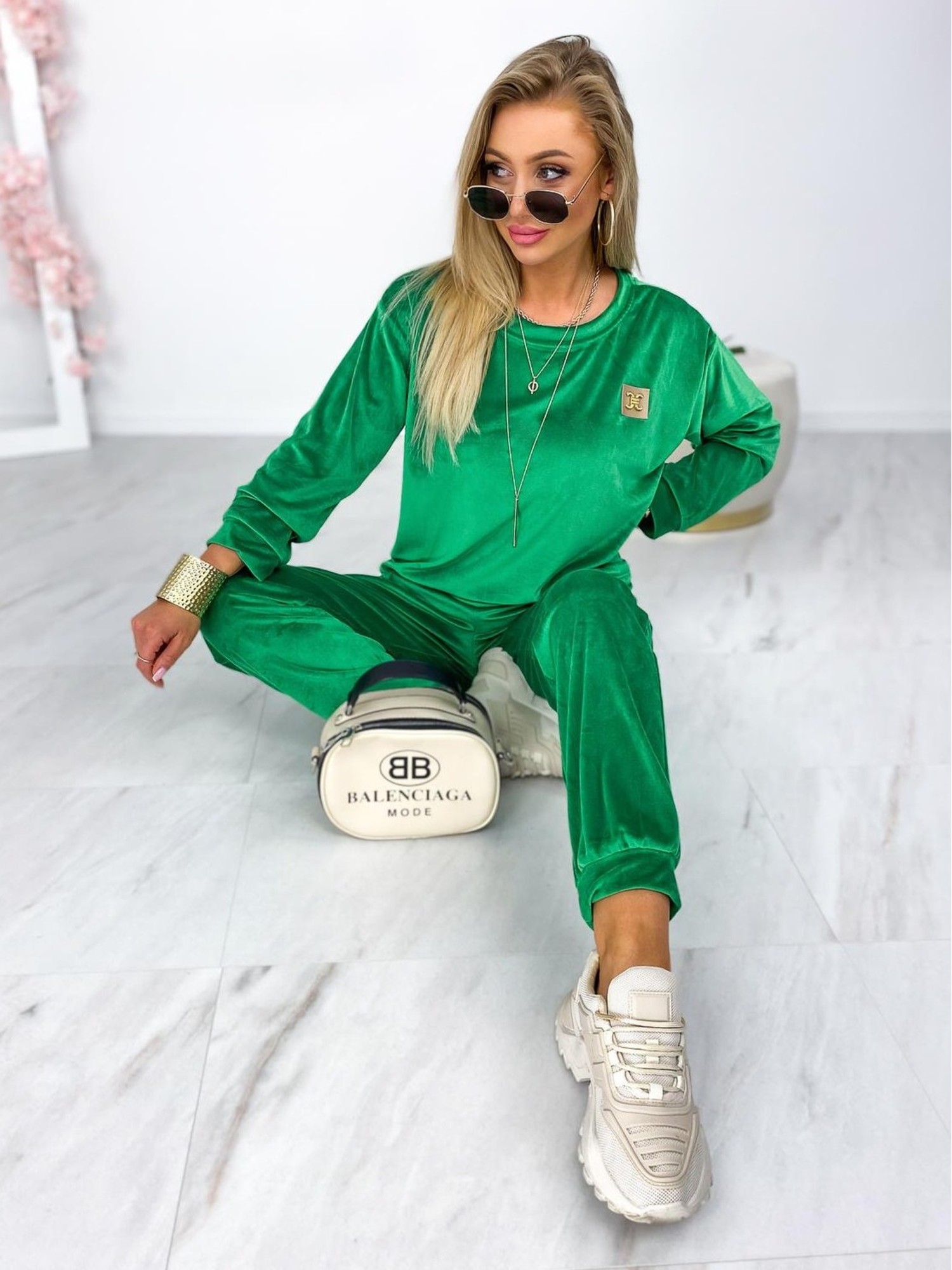 Dres Welurowy Floks Zielony Dres Welurowy Floks Zielony