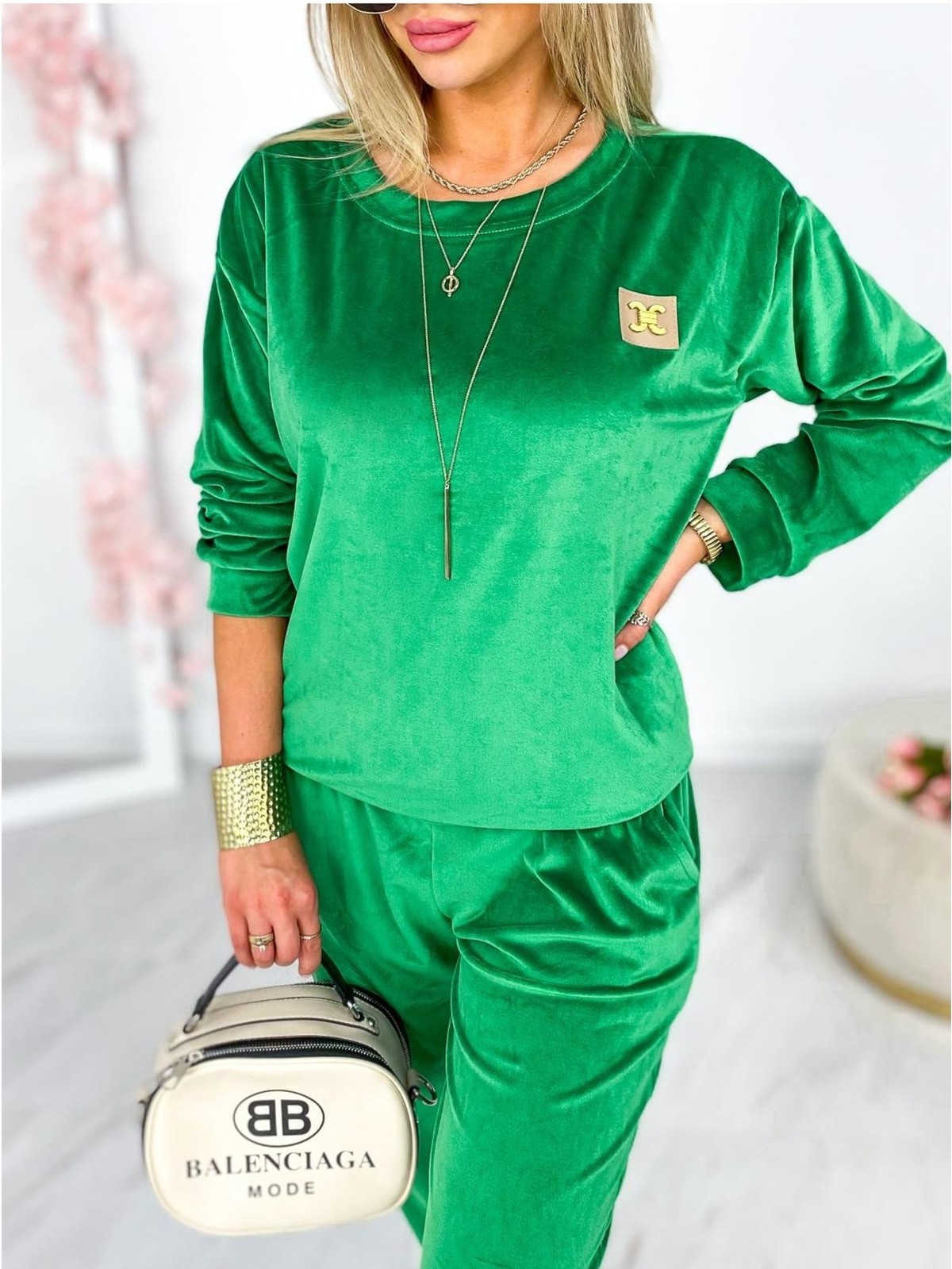 Dres Welurowy Floks Zielony Dres Welurowy Floks Zielony