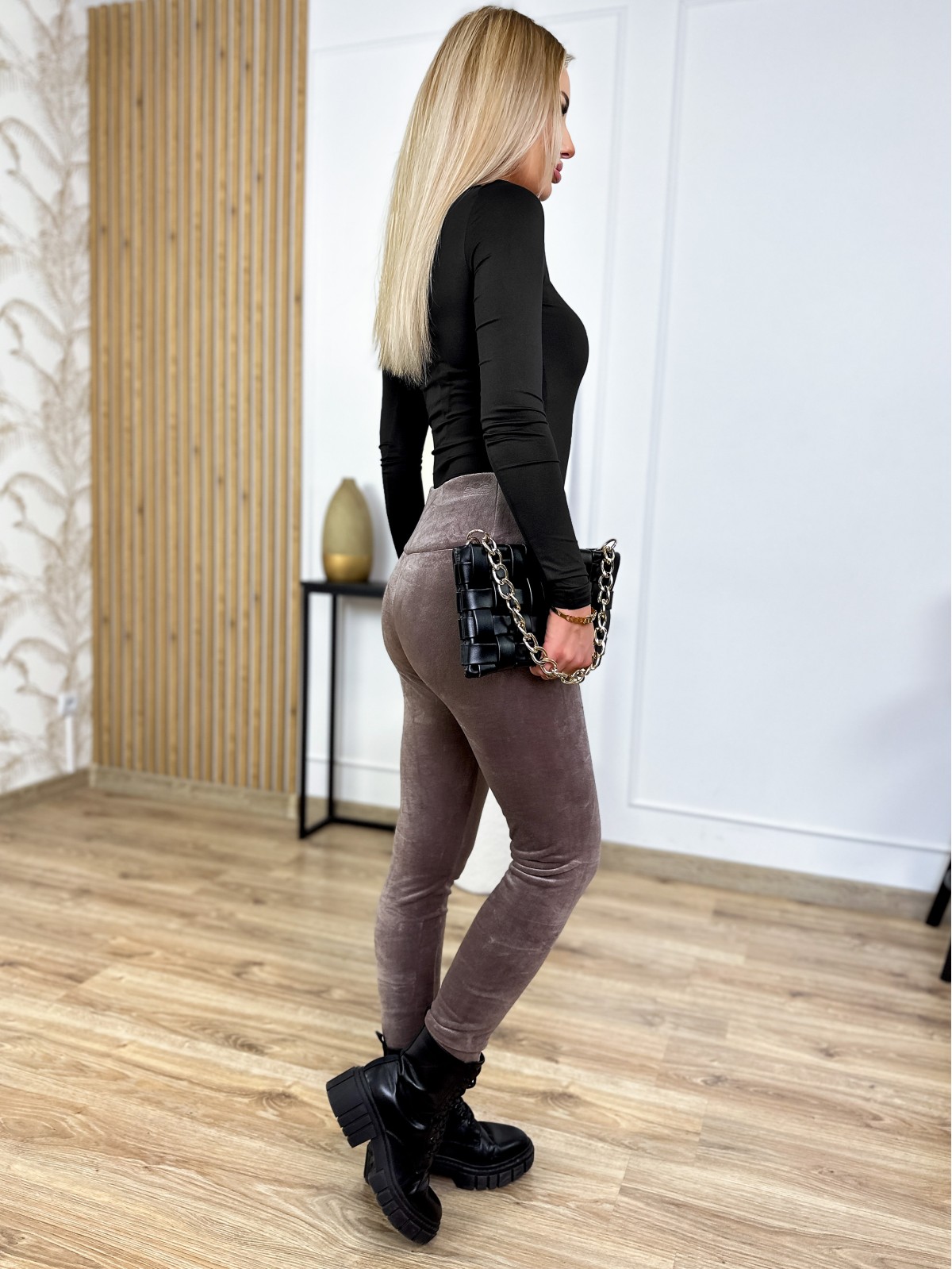 Legginsy Welurowe Tino Cappuccino Legginsy Welurowe Tino Cappuccino