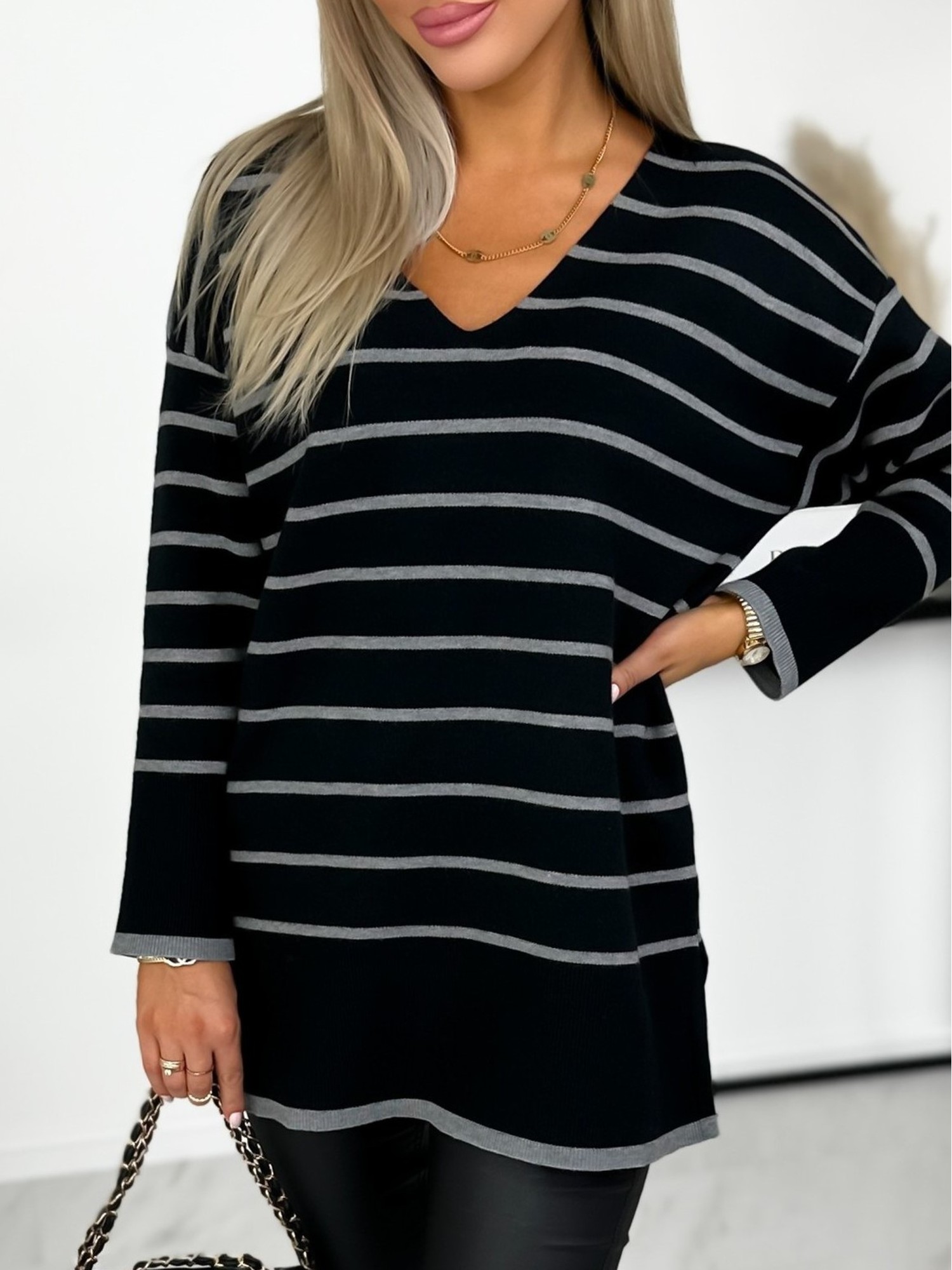 Sweter Ibissa Czarno-Szary Sweter Ibissa Czarno-Szary