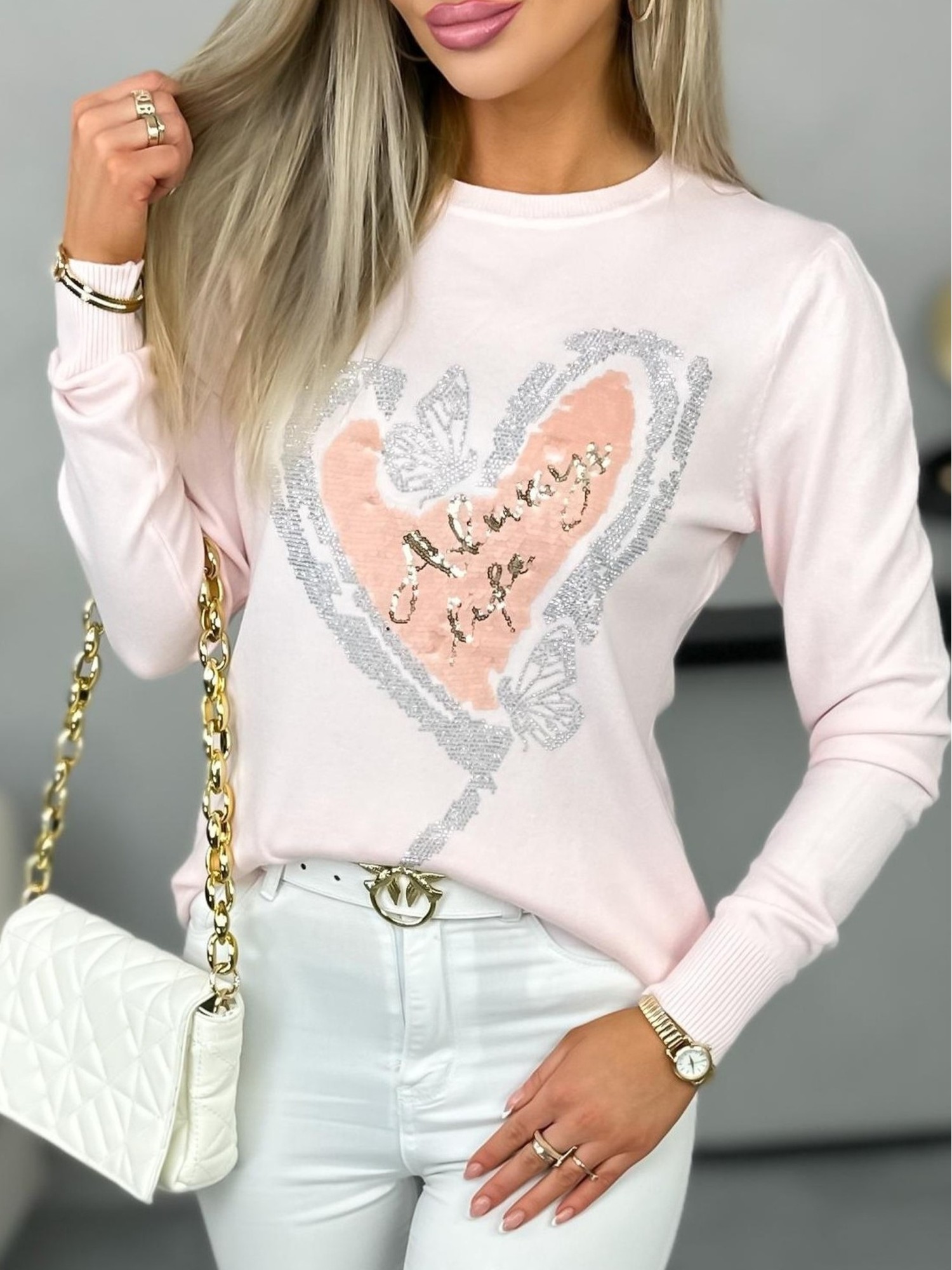 Sweter Cinzia Pudrowy Róż
