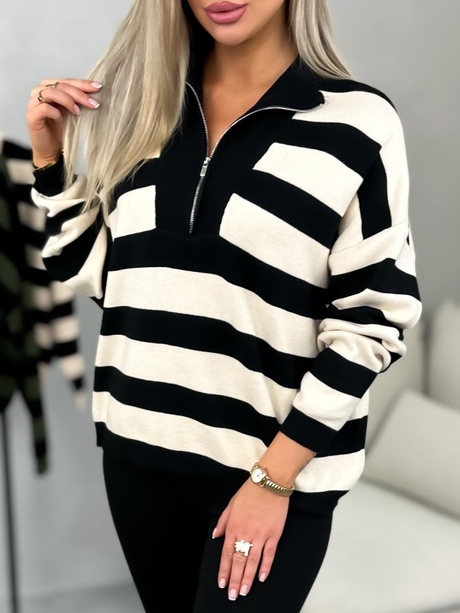 Sweter Madir Czarno-Beżowy