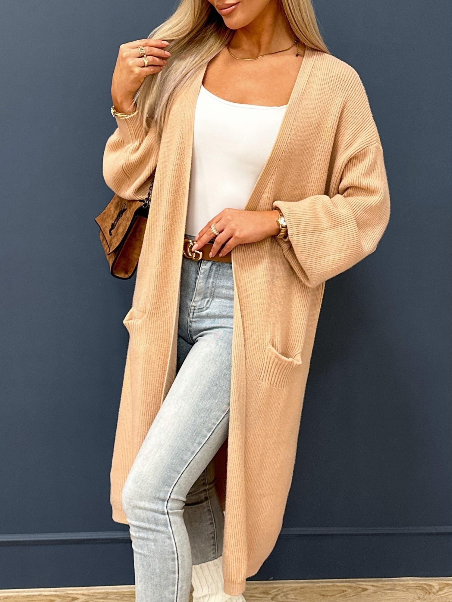 Sweter Kardigan Aroso Beżowy Sweter Kardigan Aroso Beżowy
