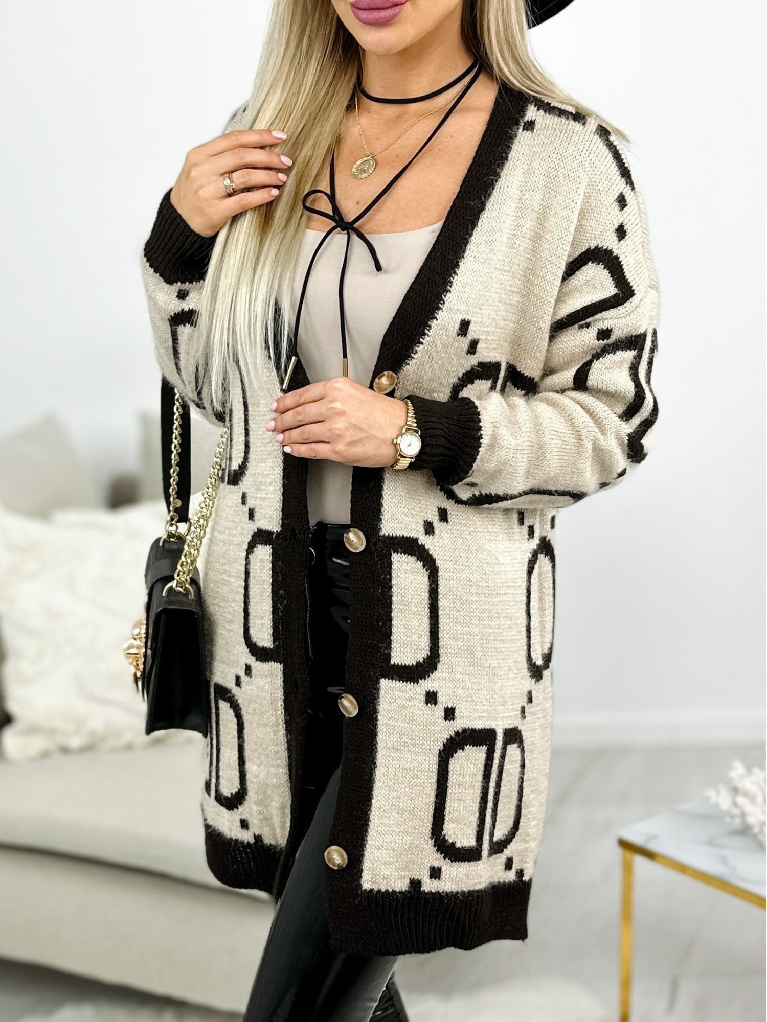 Sweter Trifoi Beżowo-Brązowy Sweter Trifoi Beżowo-Brązowy