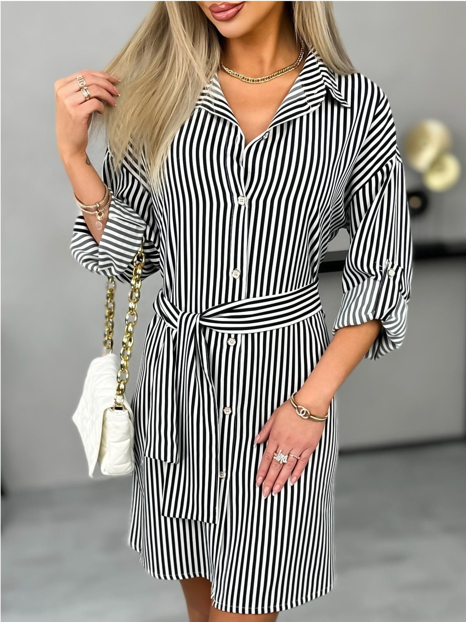 Koszula Frezi Stripes Long Czarna