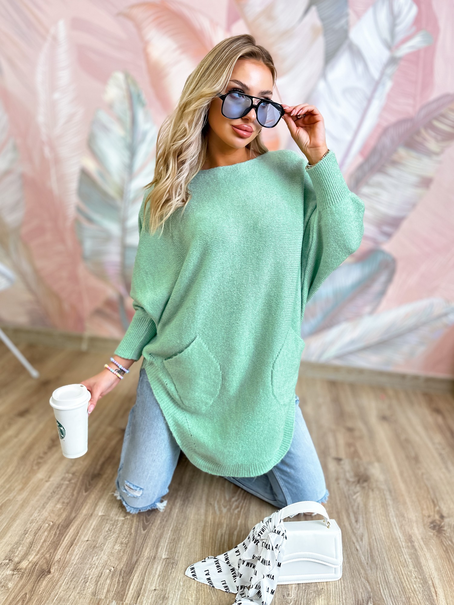 Sweter Daris Jasny Miętowy Sweter Daris Jasny Miętowy