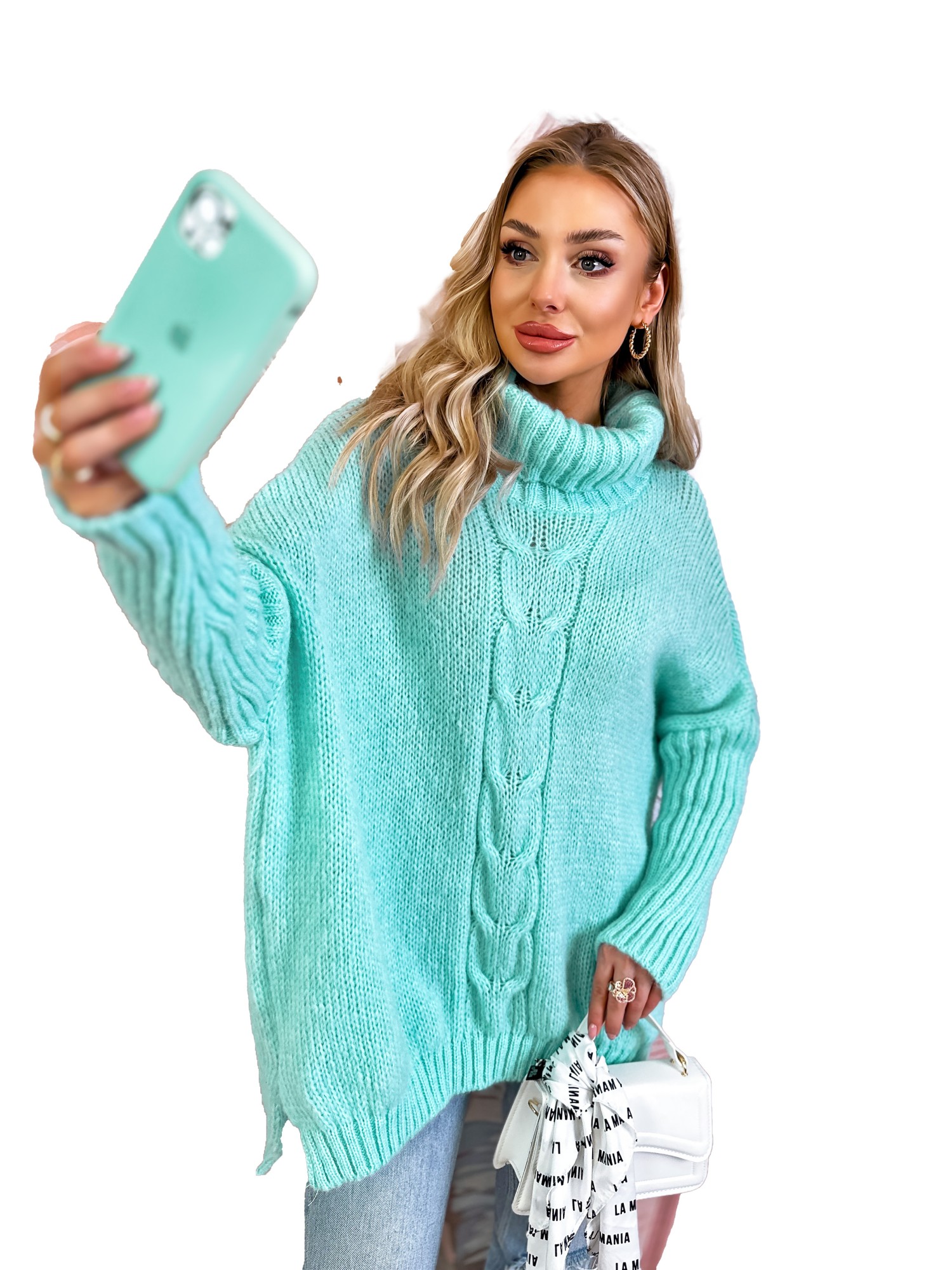 Sweter z Golfem Martell Miętowy