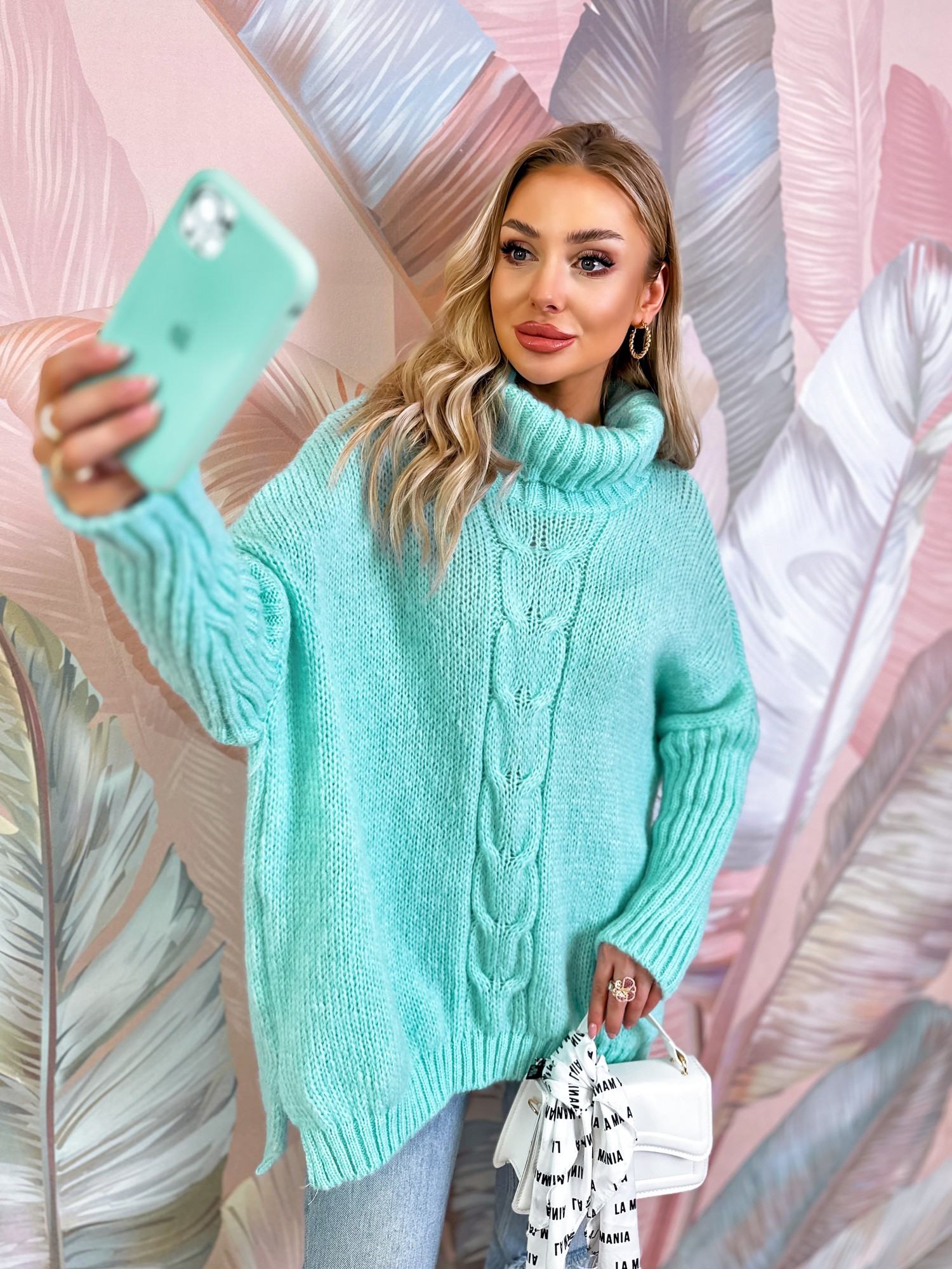 Sweter z Golfem Martell Miętowy