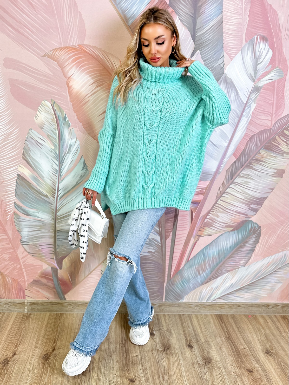 Sweter z Golfem Martell Miętowy