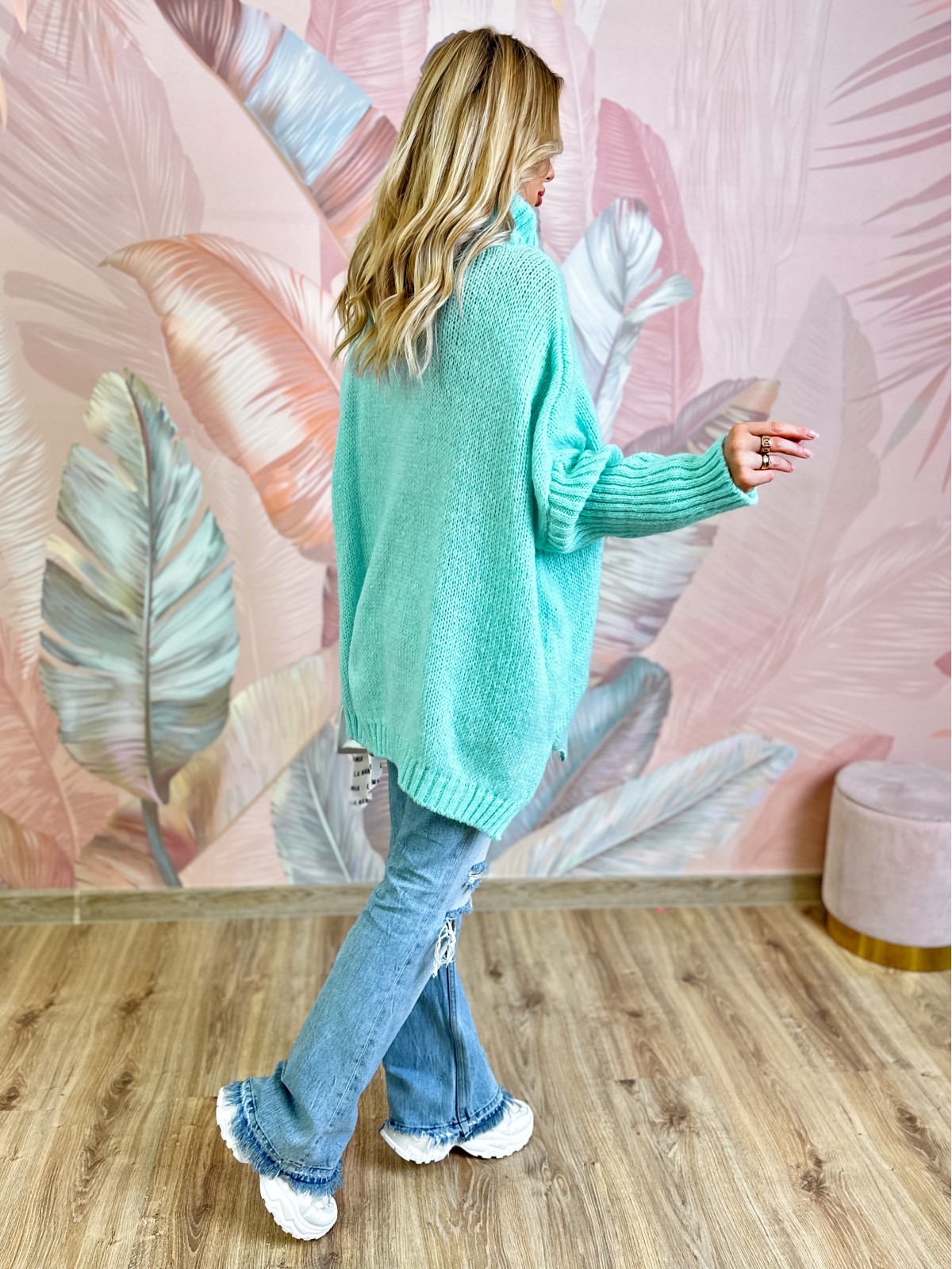 Sweter z Golfem Martell Miętowy