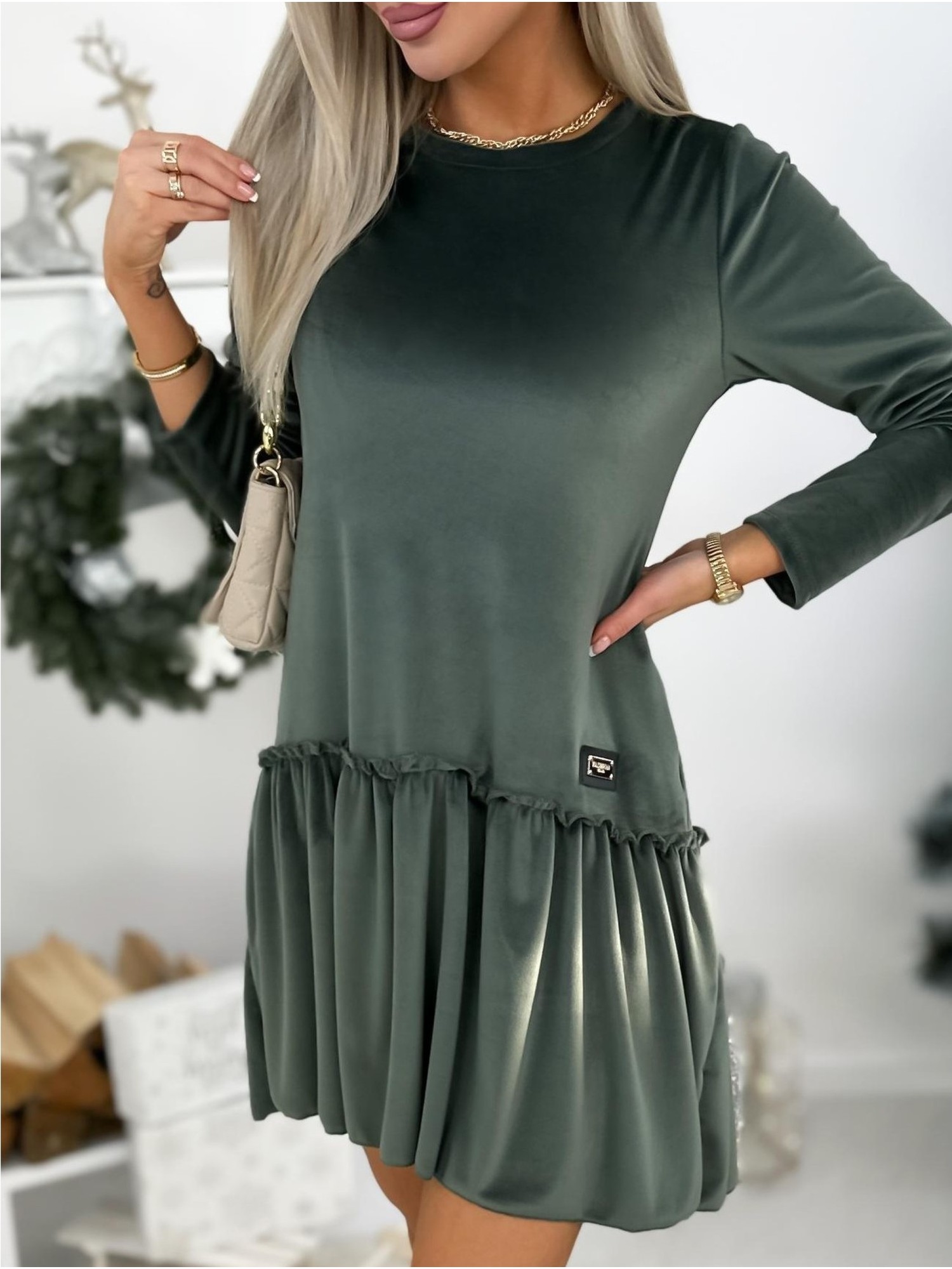 Sukienka Sarah Welurowa Khaki Sukienka Sarah Welurowa Khaki