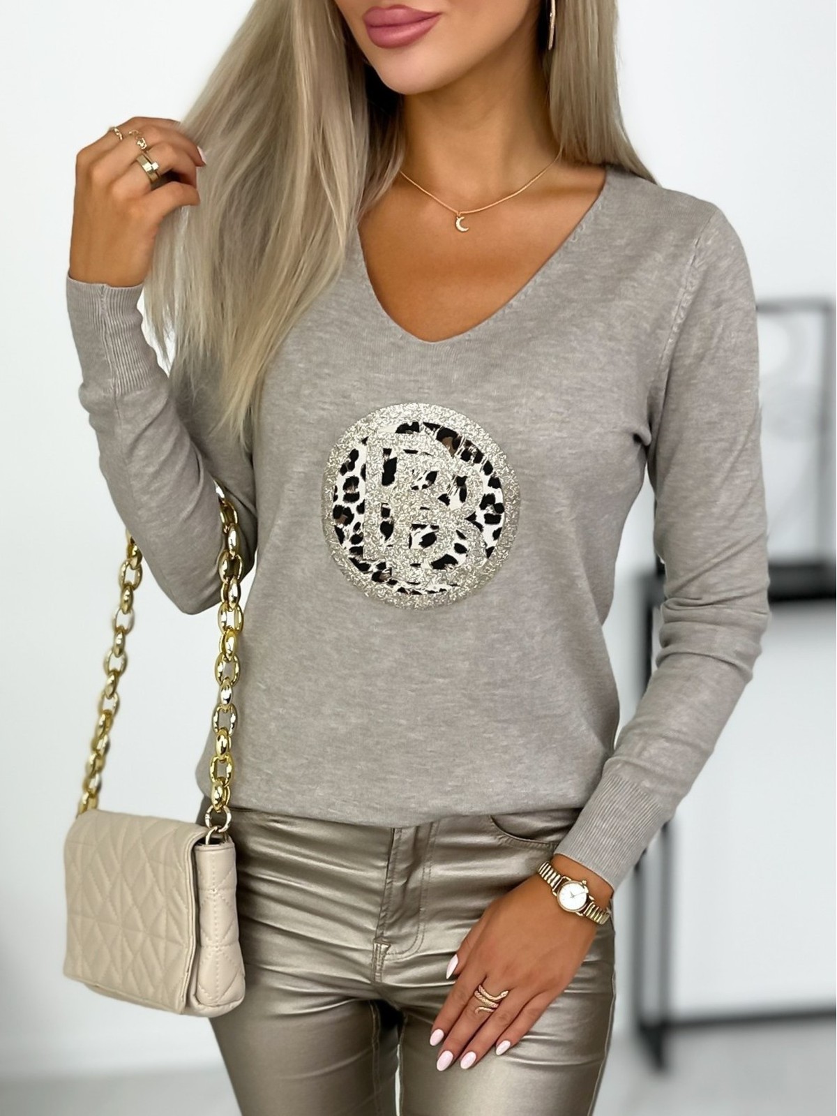 Bluzka Sweterkowa Bonetto Beżowa