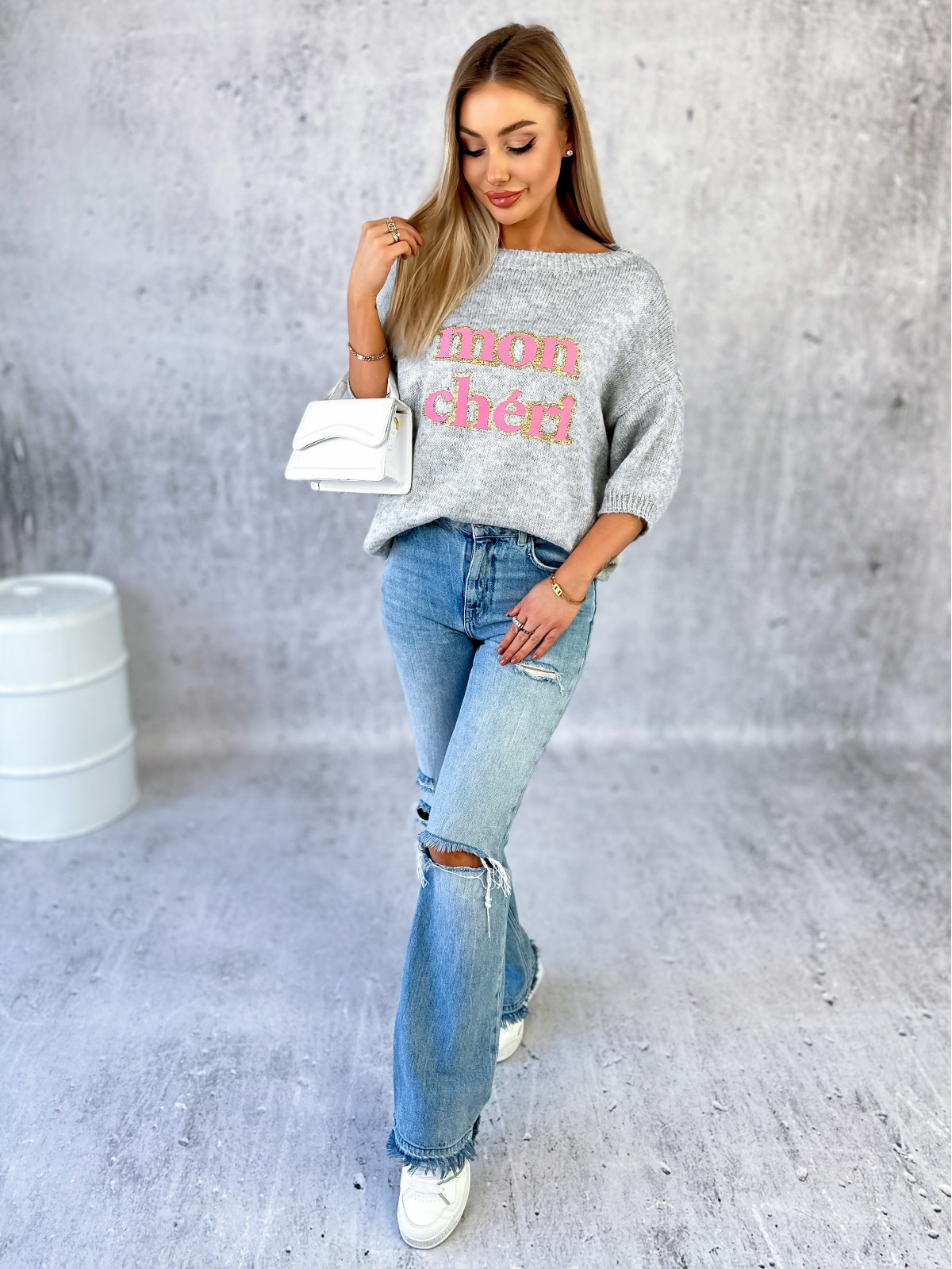 Sweter Mon Cheri Jasnoszary Sweter Mon Cheri Jasnoszary