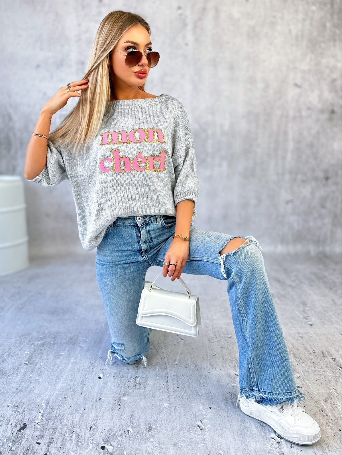 Sweter Mon Cheri Jasnoszary Sweter Mon Cheri Jasnoszary