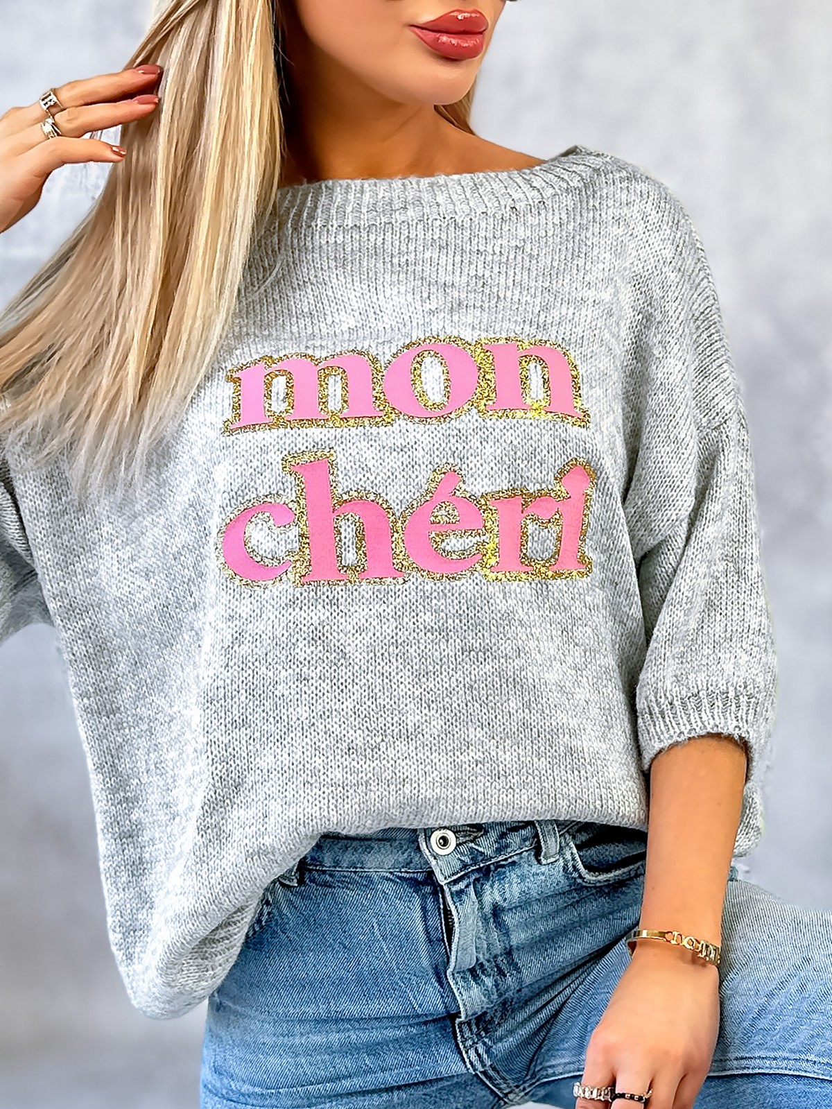 Sweter Mon Cheri Jasnoszary Sweter Mon Cheri Jasnoszary