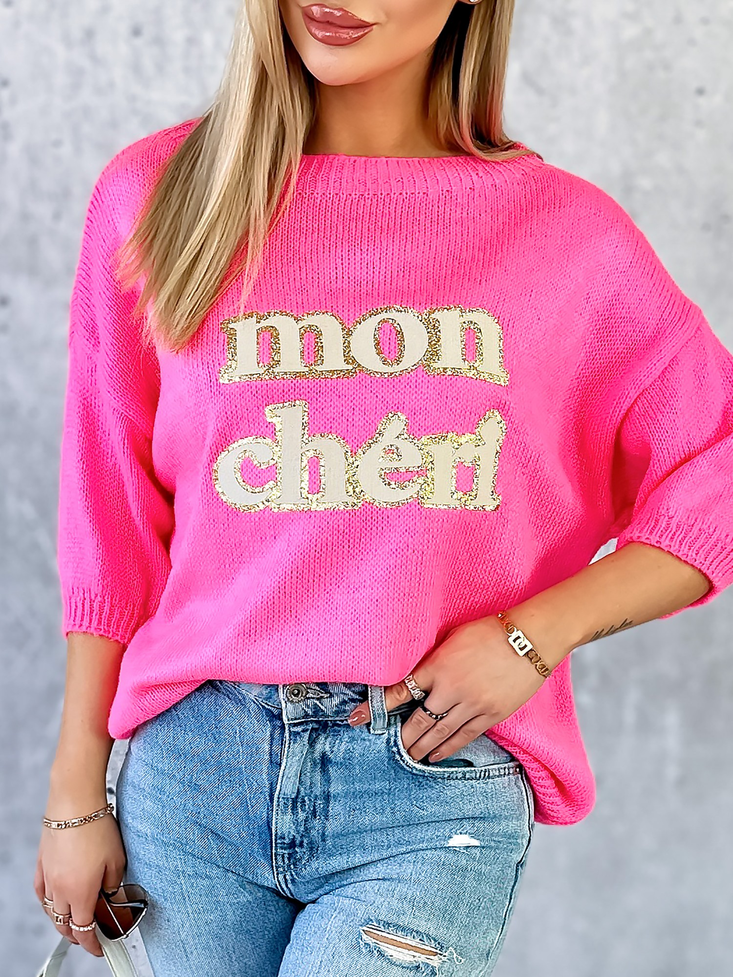 Sweter Mon Cheri Neonowy Róż