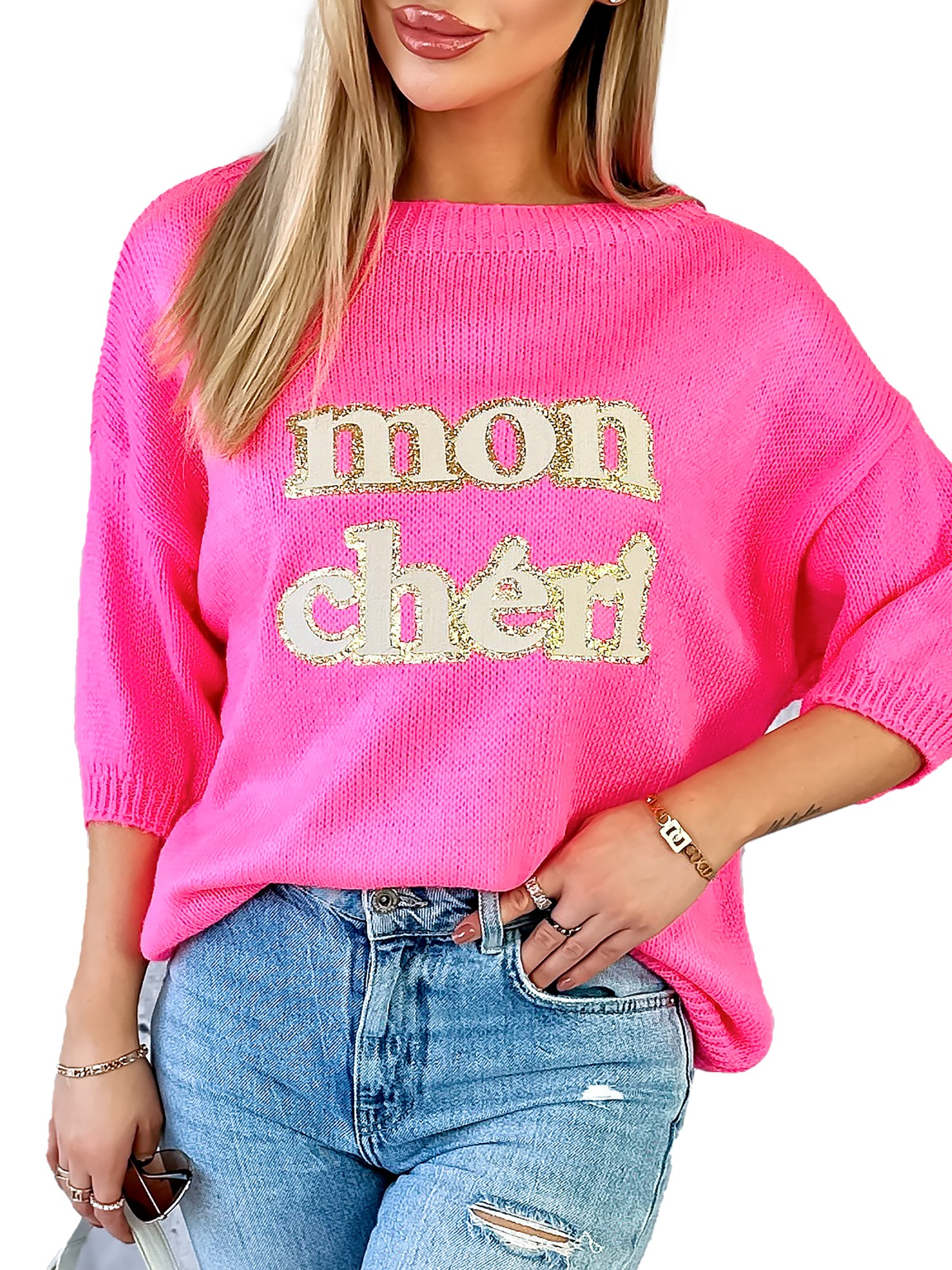 Sweter Mon Cheri Neonowy Róż Sweter Mon Cheri Neonowy Róż