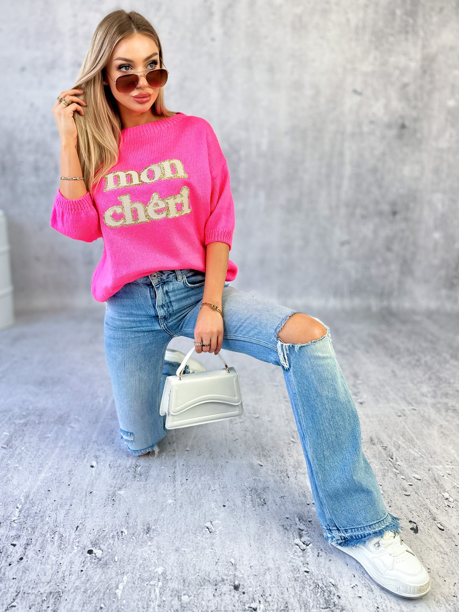 Sweter Mon Cheri Neonowy Róż Sweter Mon Cheri Neonowy Róż