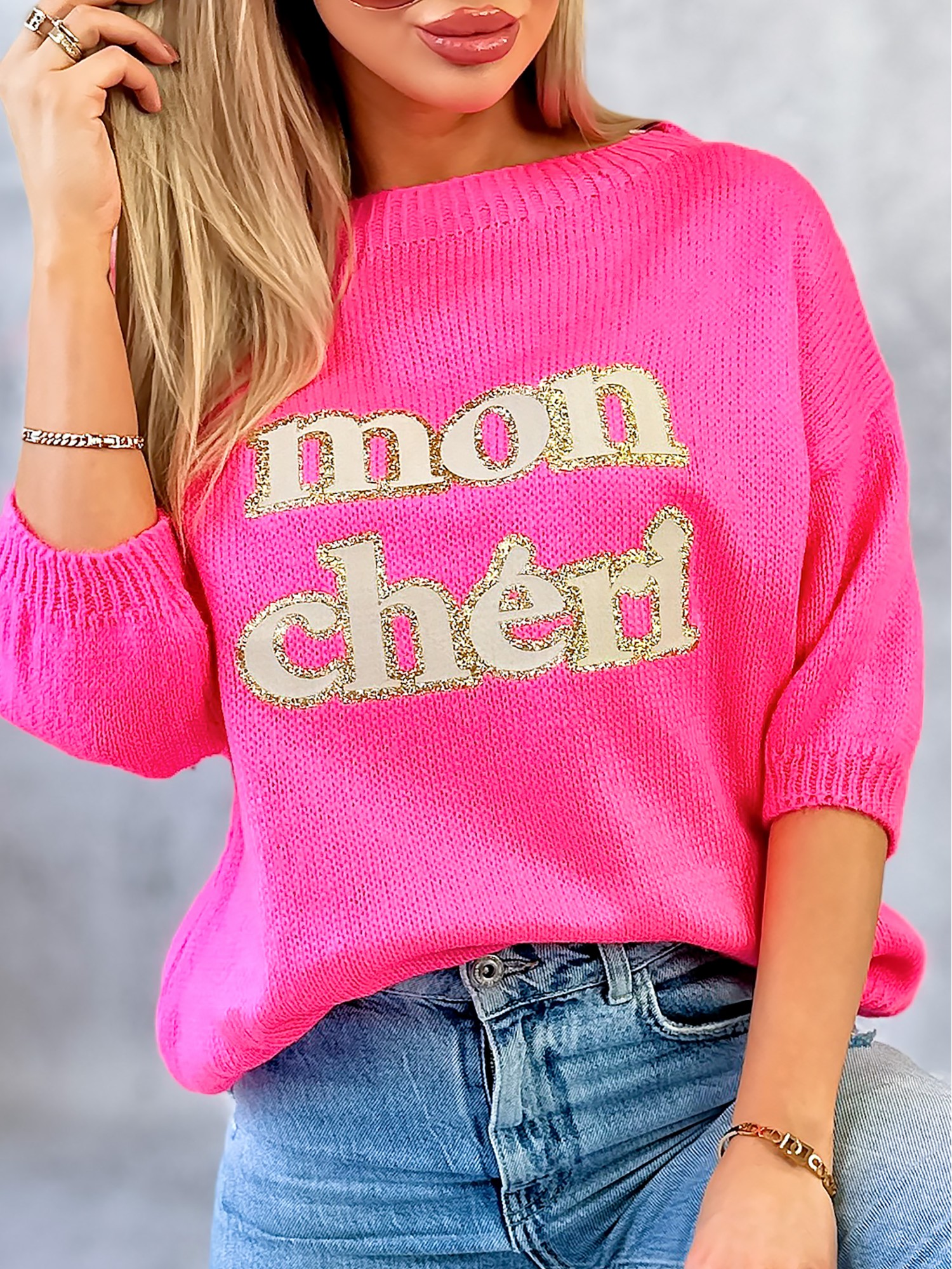 Sweter Mon Cheri Neonowy Róż Sweter Mon Cheri Neonowy Róż