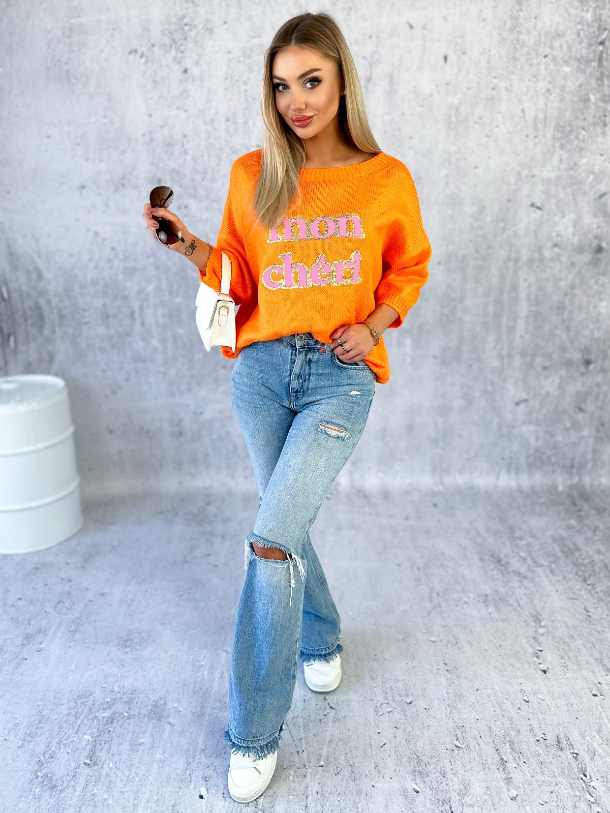 Sweter Mon Cheri Pomarańczowy Sweter Mon Cheri Pomarańczowy