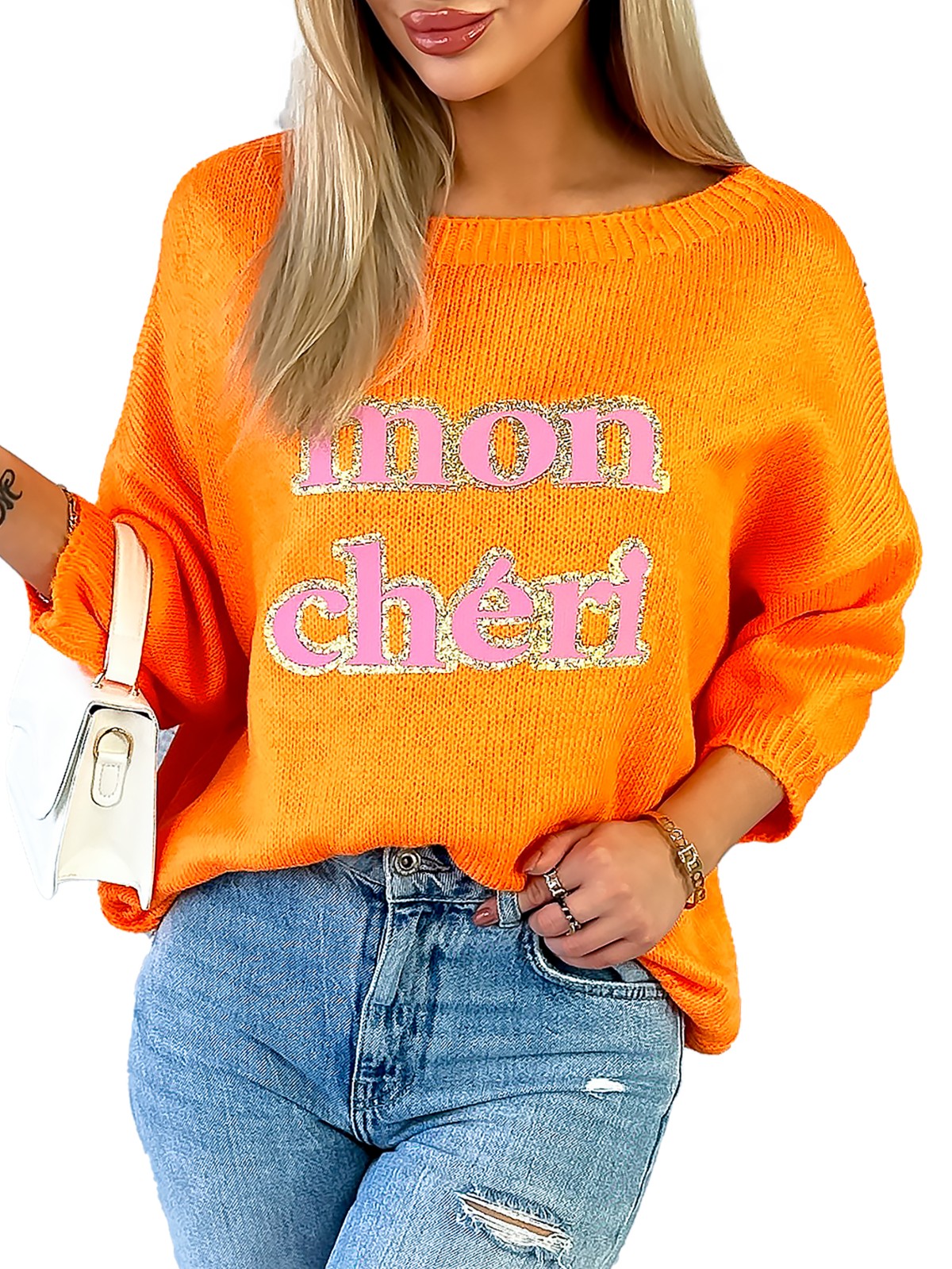 Sweter Mon Cheri Pomarańczowy Sweter Mon Cheri Pomarańczowy