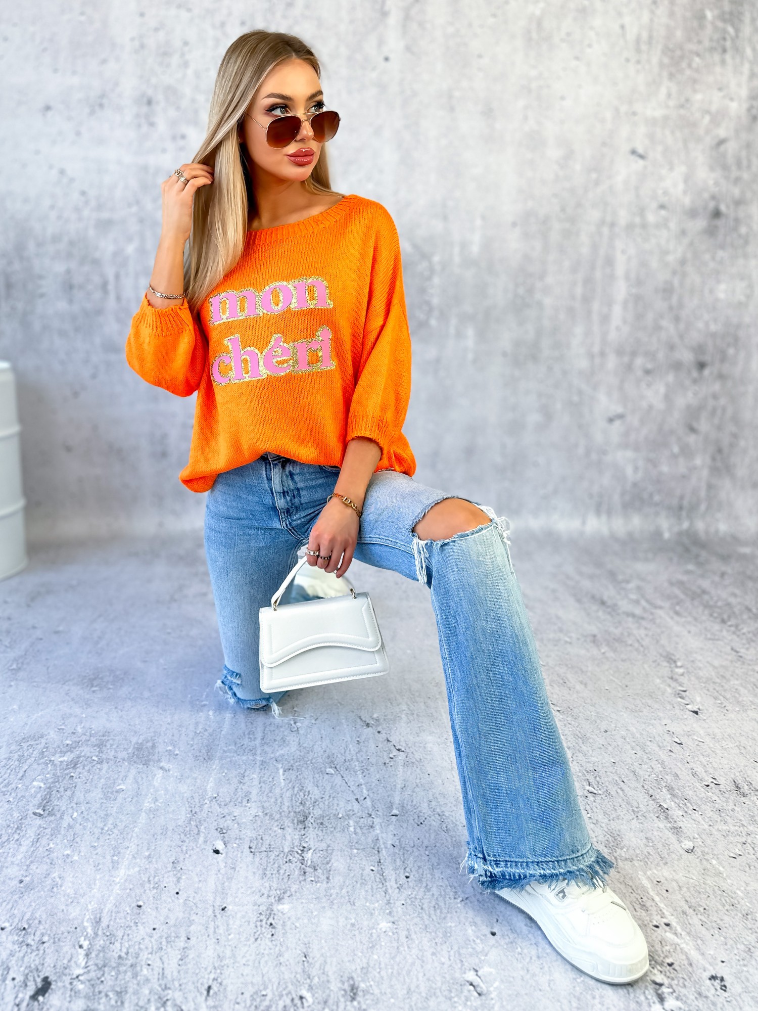 Sweter Mon Cheri Pomarańczowy Sweter Mon Cheri Pomarańczowy