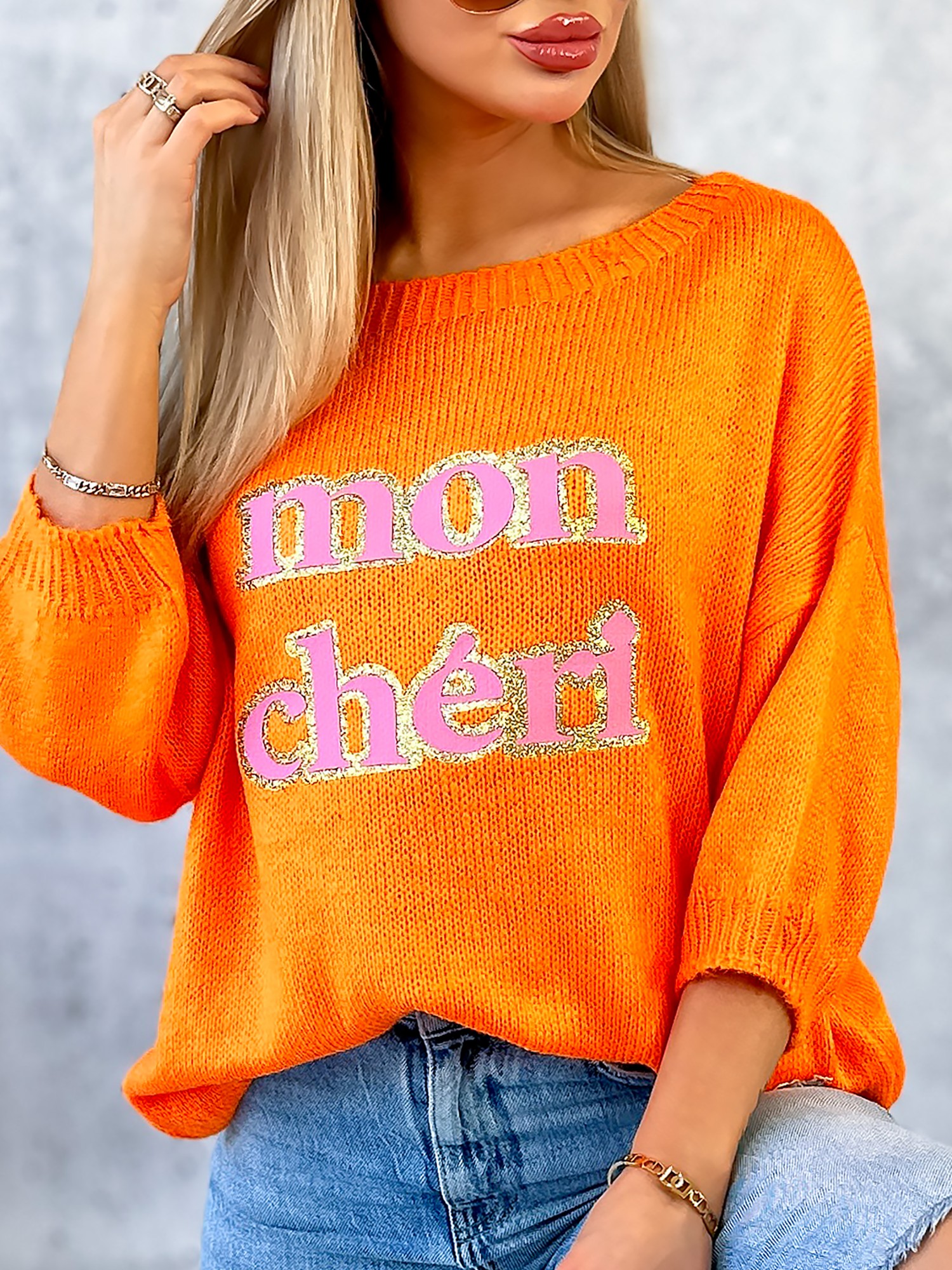 Sweter Mon Cheri Pomarańczowy Sweter Mon Cheri Pomarańczowy