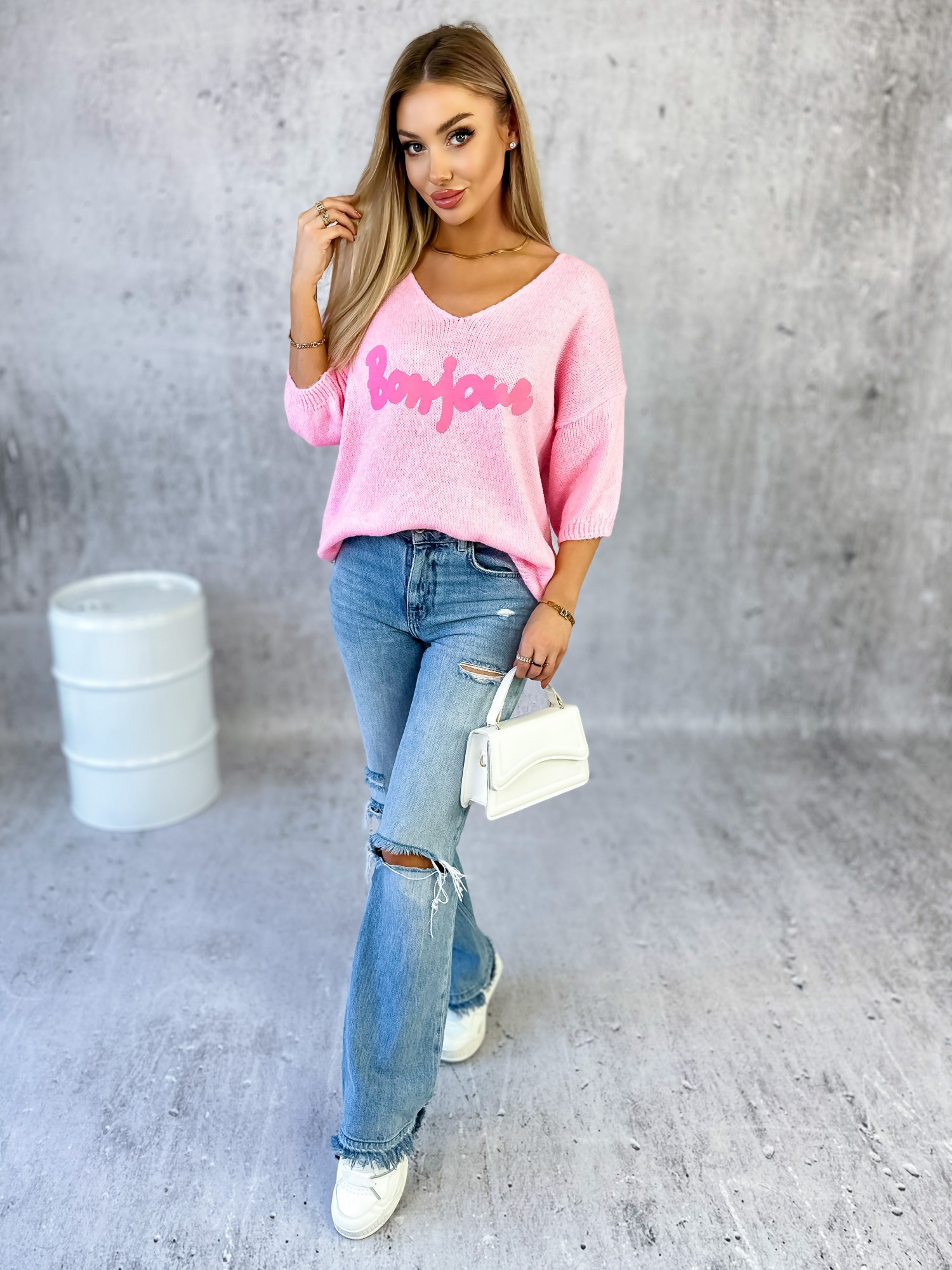 Sweter Bonjour Jasnoróżowy Sweter Bonjour Jasnoróżowy