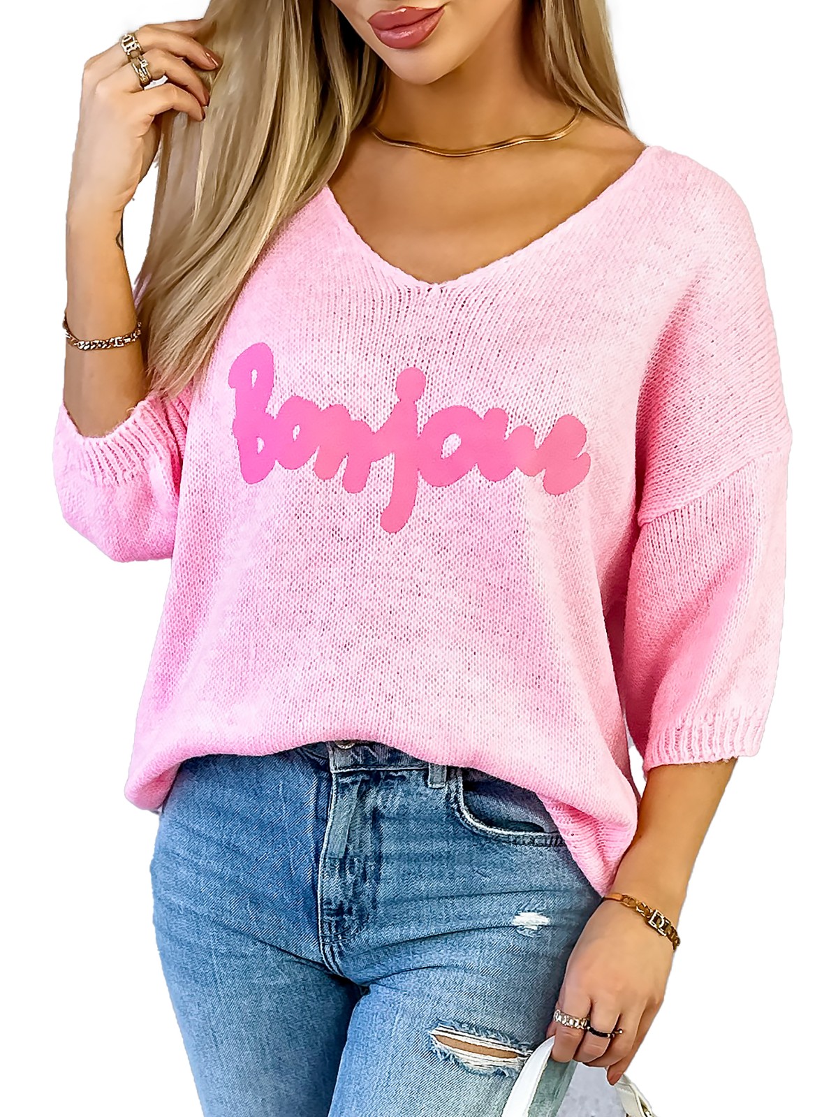 Sweter Bonjour Jasnoróżowy Sweter Bonjour Jasnoróżowy