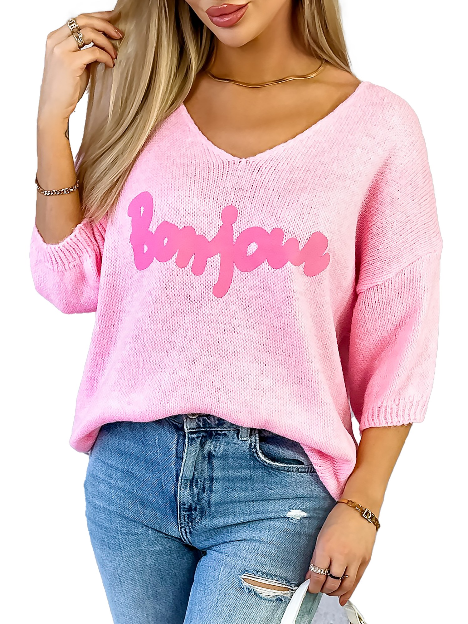 Sweter Bonjour Jasnoróżowy Sweter Bonjour Jasnoróżowy