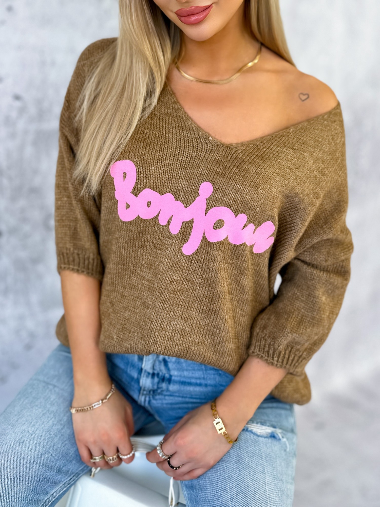 Sweter Bonjour Camelowy Sweter Bonjour Camelowy