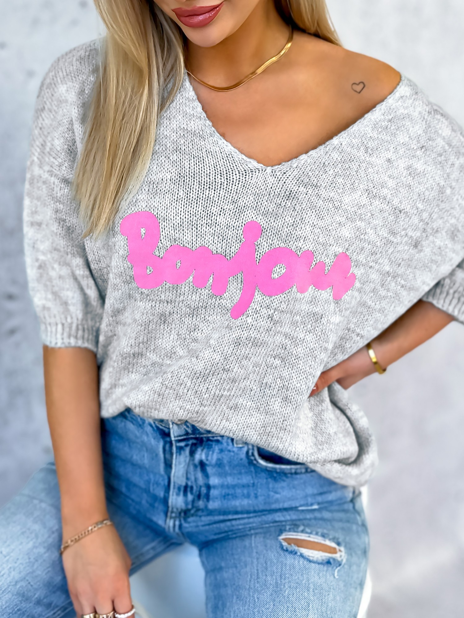 Sweter Bonjour Jasnoszary Sweter Bonjour Jasnoszary