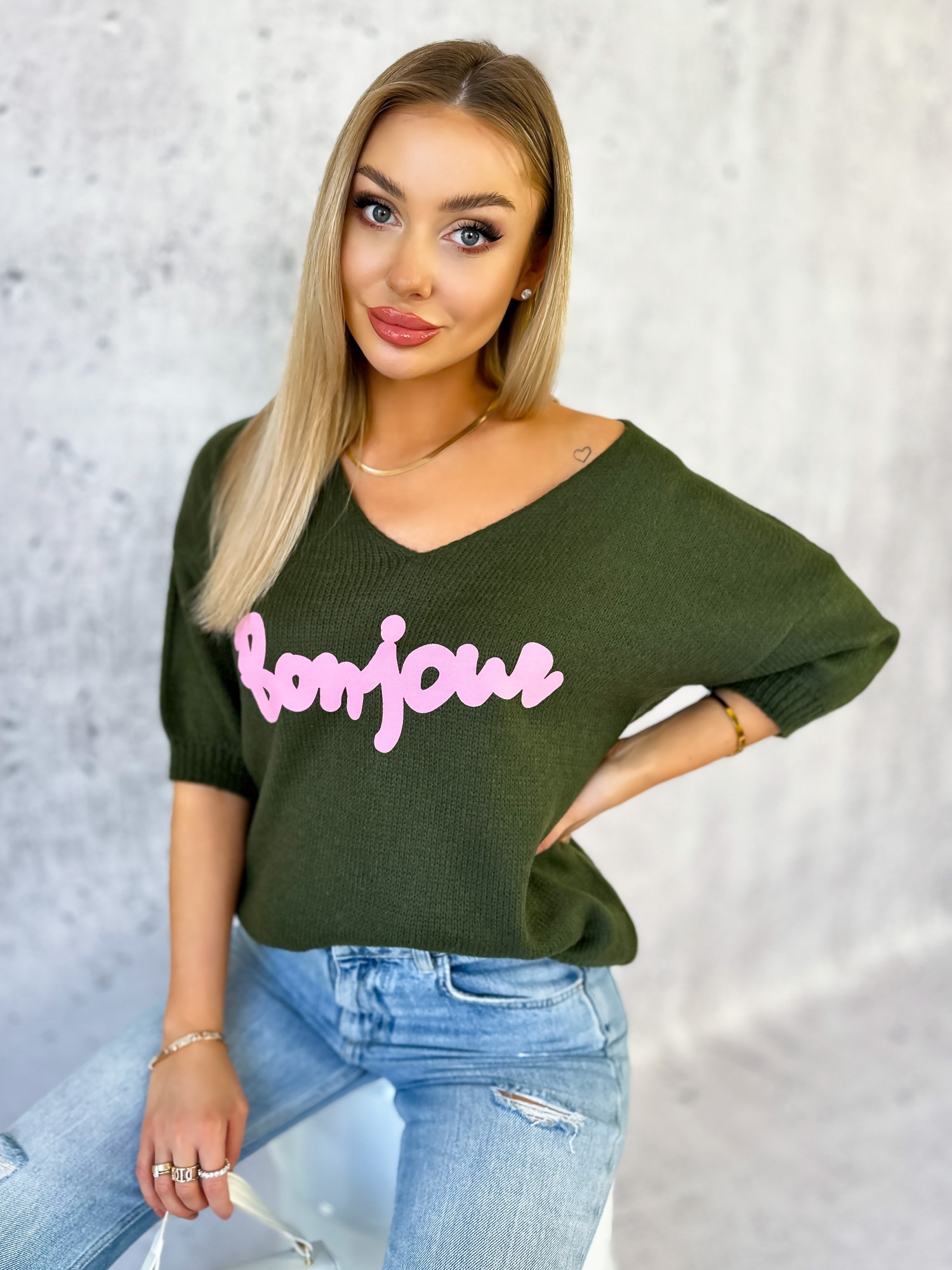 Sweter Bonjour Khaki Sweter Bonjour Khaki