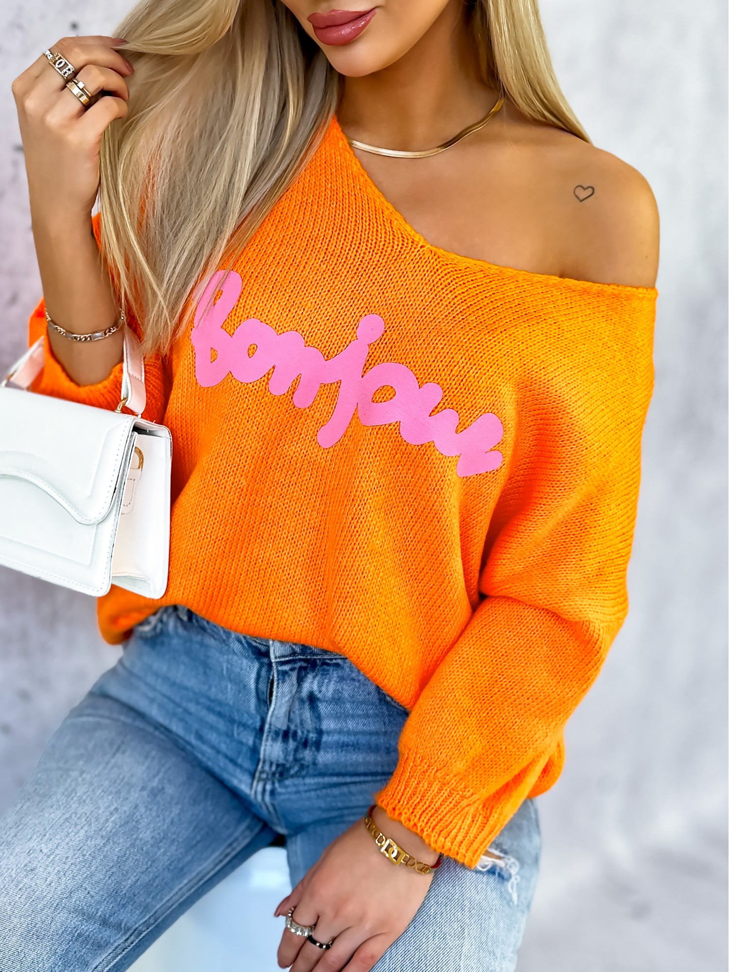 Sweter Bonjour Pomarańczowy Sweter Bonjour Pomarańczowy