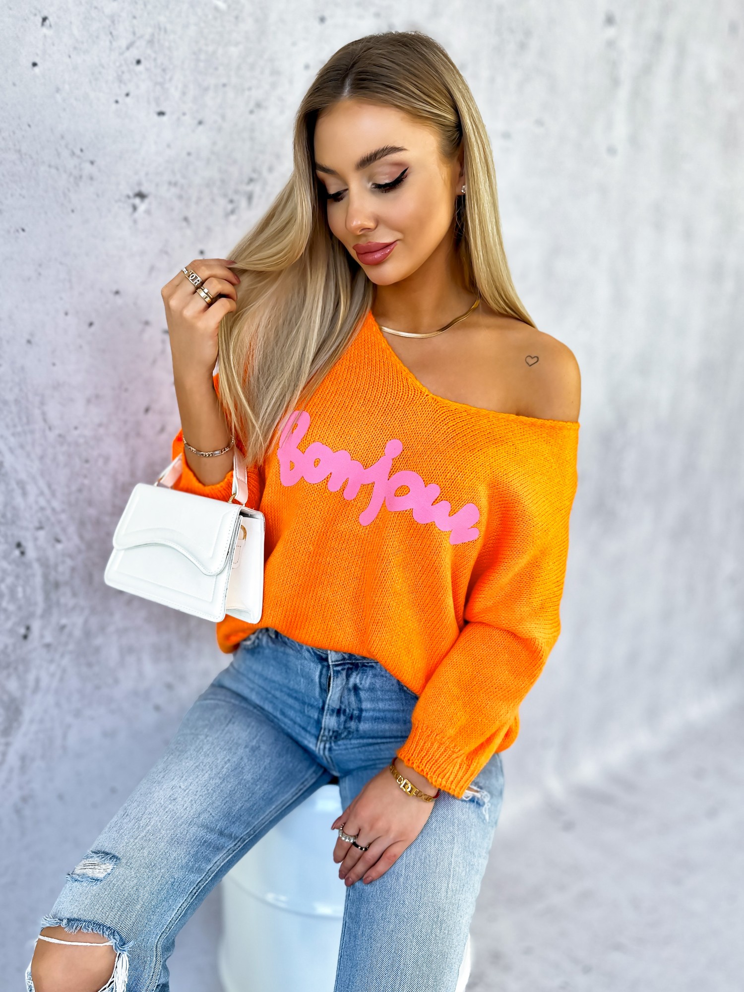 Sweter Bonjour Pomarańczowy Sweter Bonjour Pomarańczowy