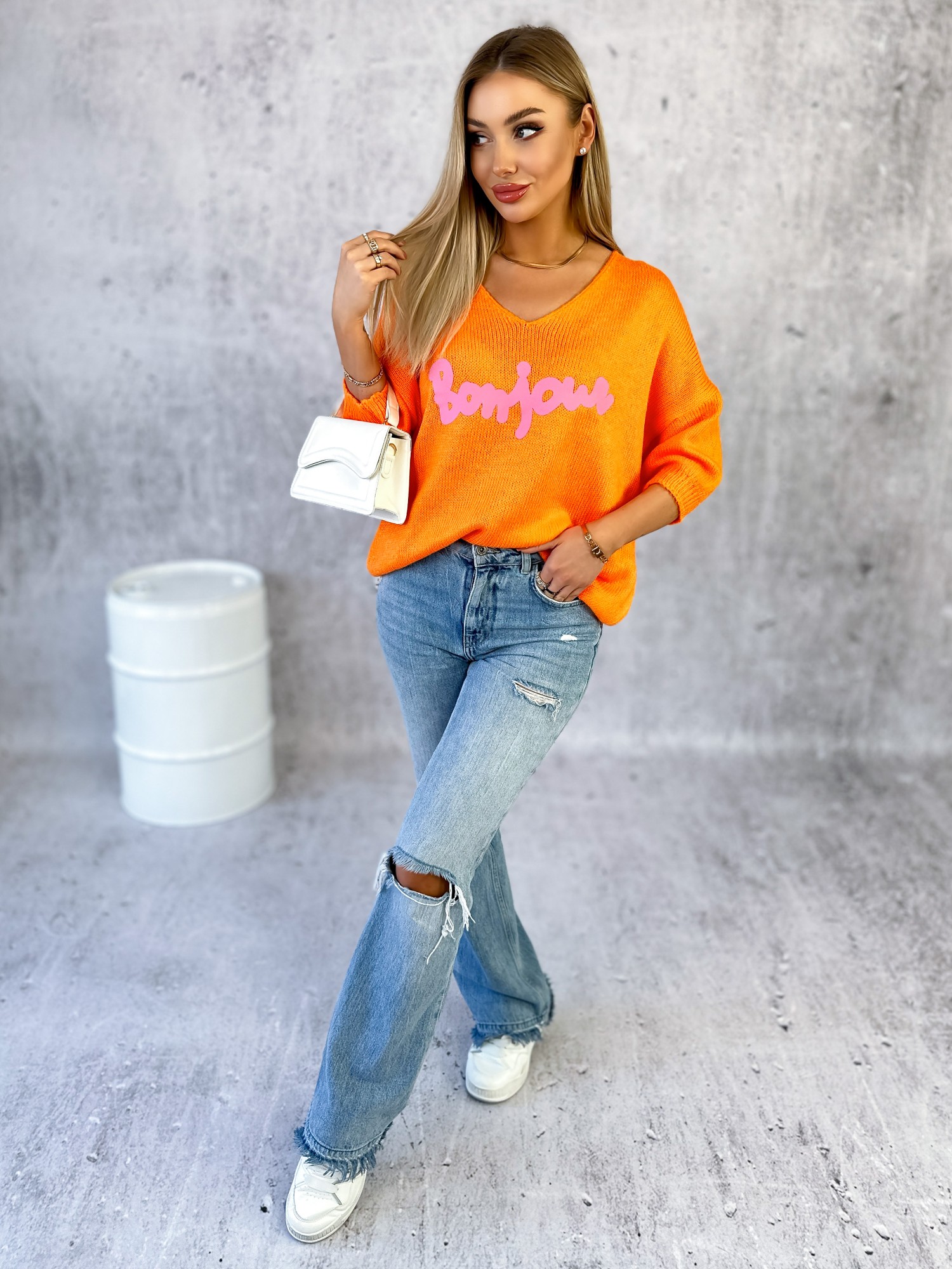 Sweter Bonjour Pomarańczowy Sweter Bonjour Pomarańczowy