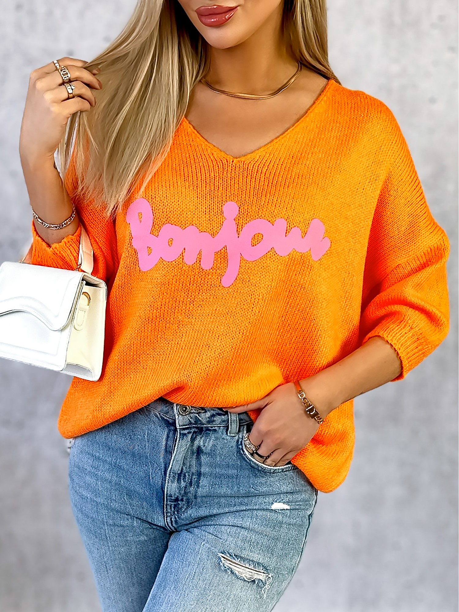 Sweter Bonjour Pomarańczowy
