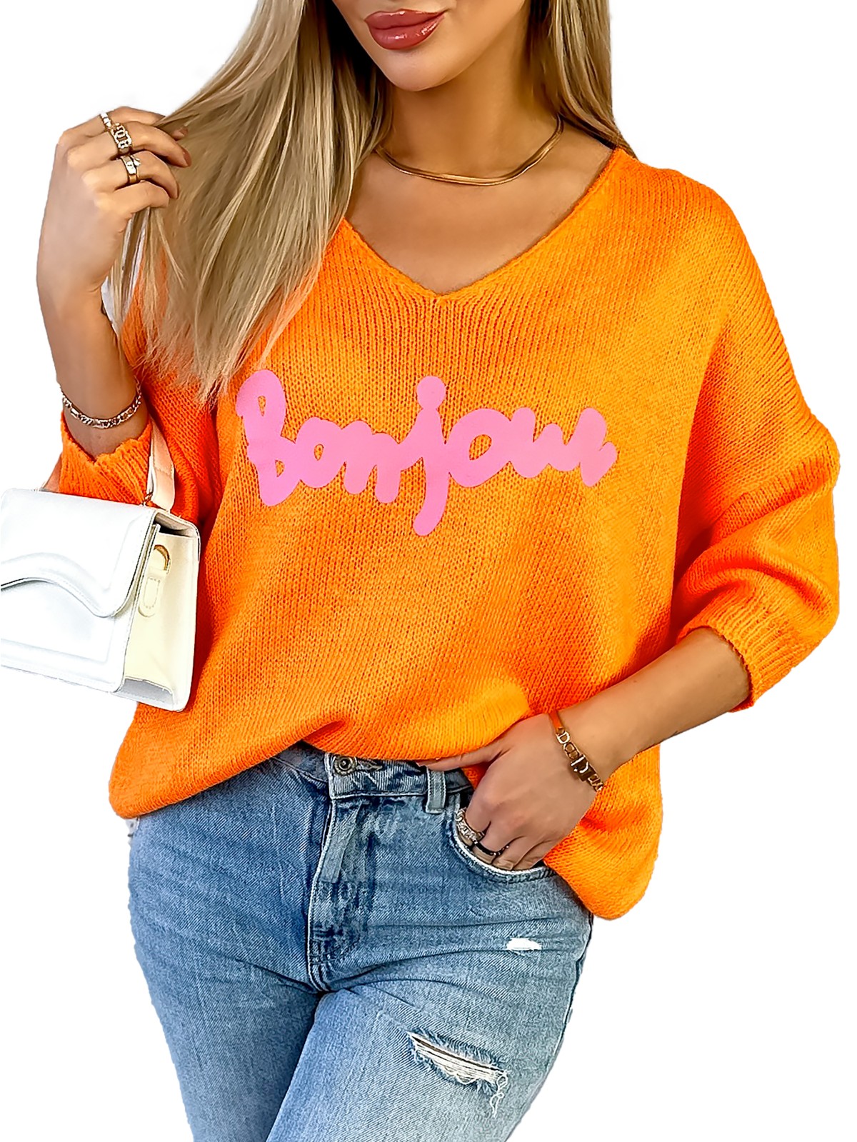 Sweter Bonjour Pomarańczowy Sweter Bonjour Pomarańczowy