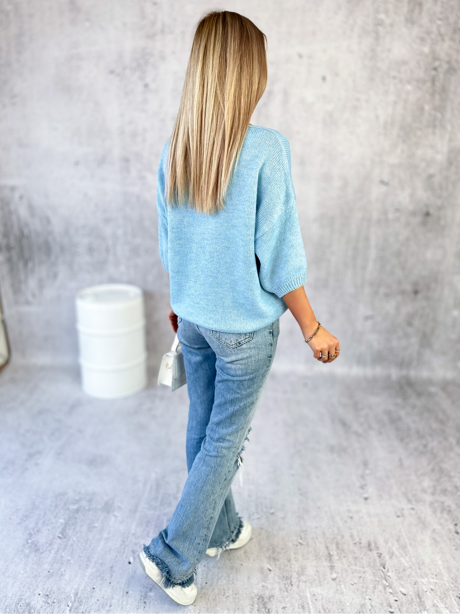 Sweter Bonjour Błękitny Sweter Bonjour Błękitny