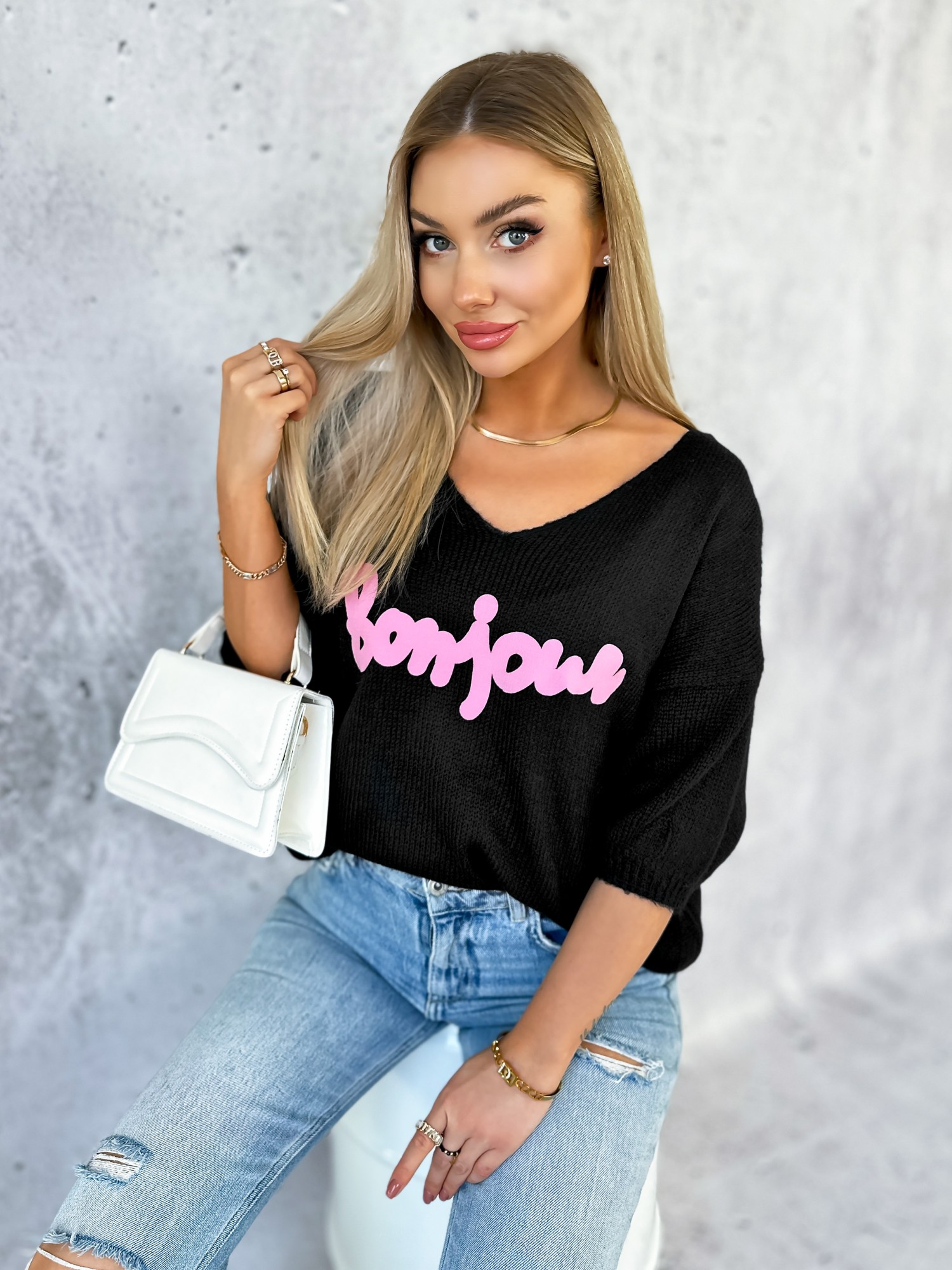 Sweter Bonjour Czarny Sweter Bonjour Czarny